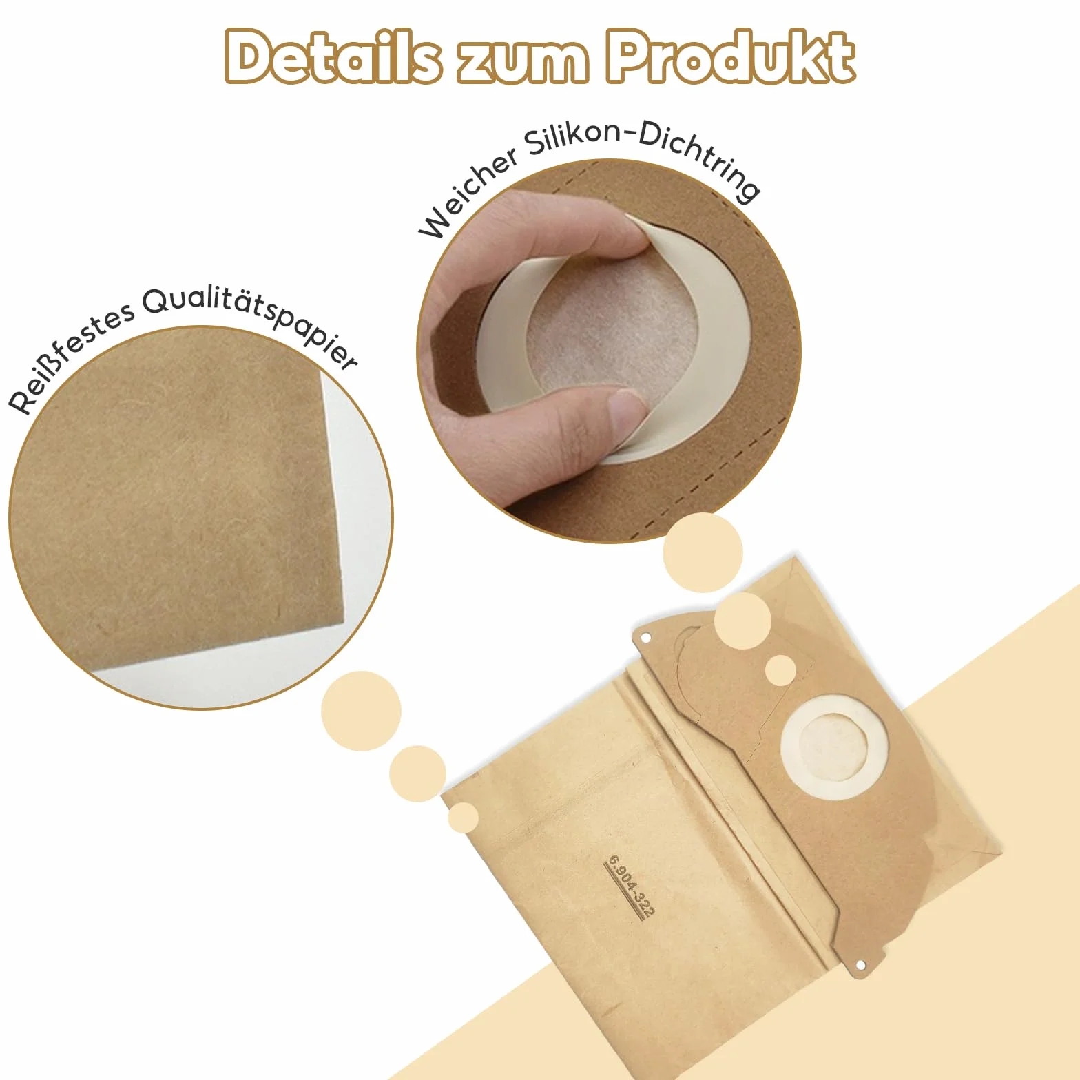 10 sztuk worków do odkurzacza Kärcher 6.959-130.0, worki filtracyjne, jednorazowe worki do odkurzacza Karcher WD2、MV2, WD2.000、 WD2.399、A2004、A2054、A2099、 A2000