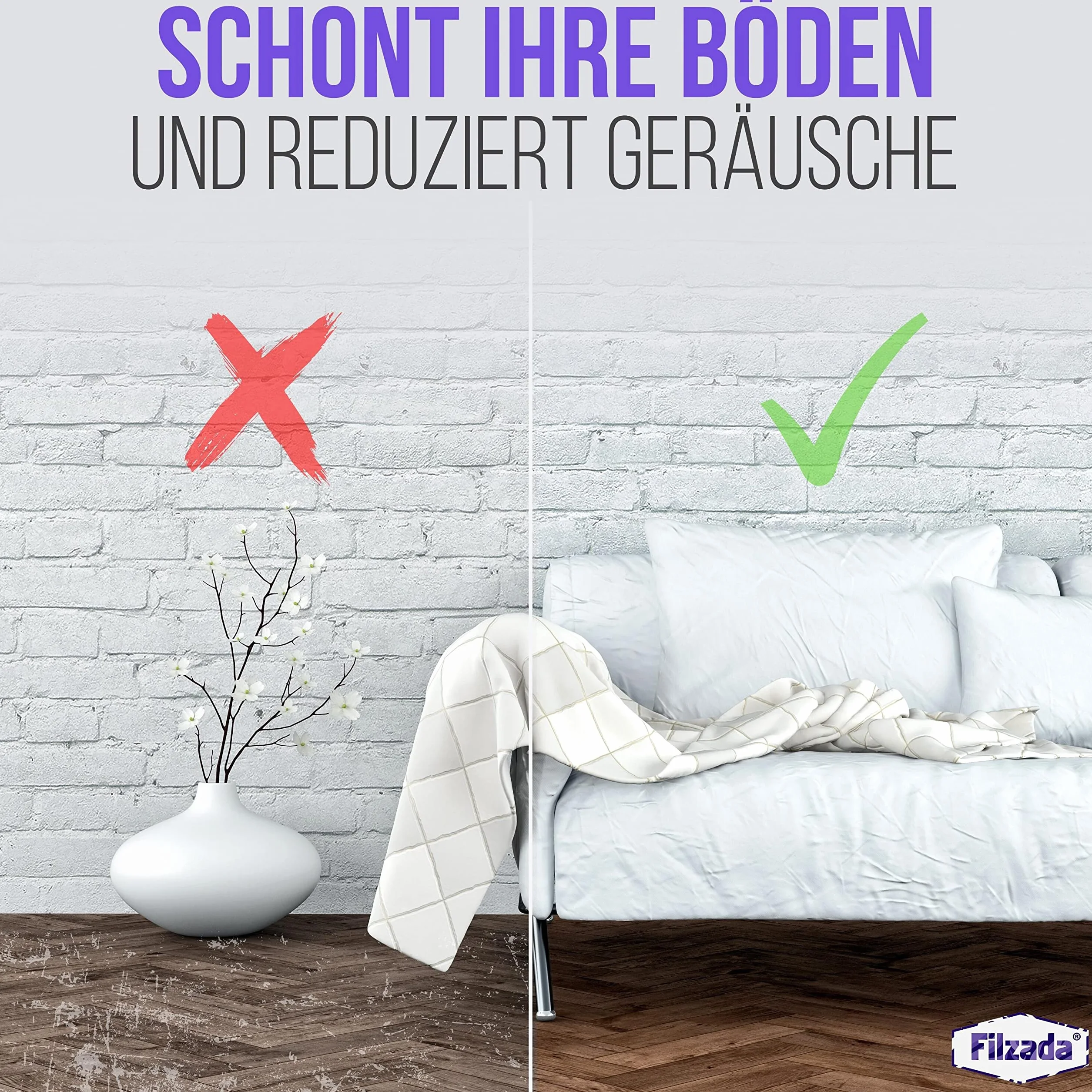 Filzada® 26x Ślizgacze teflonowe samoprzylepne - 50 x 50 mm (kątowe) - profesjonalne ślizgacze meblowe/ślizgacze dywanowe PTFE (teflon)