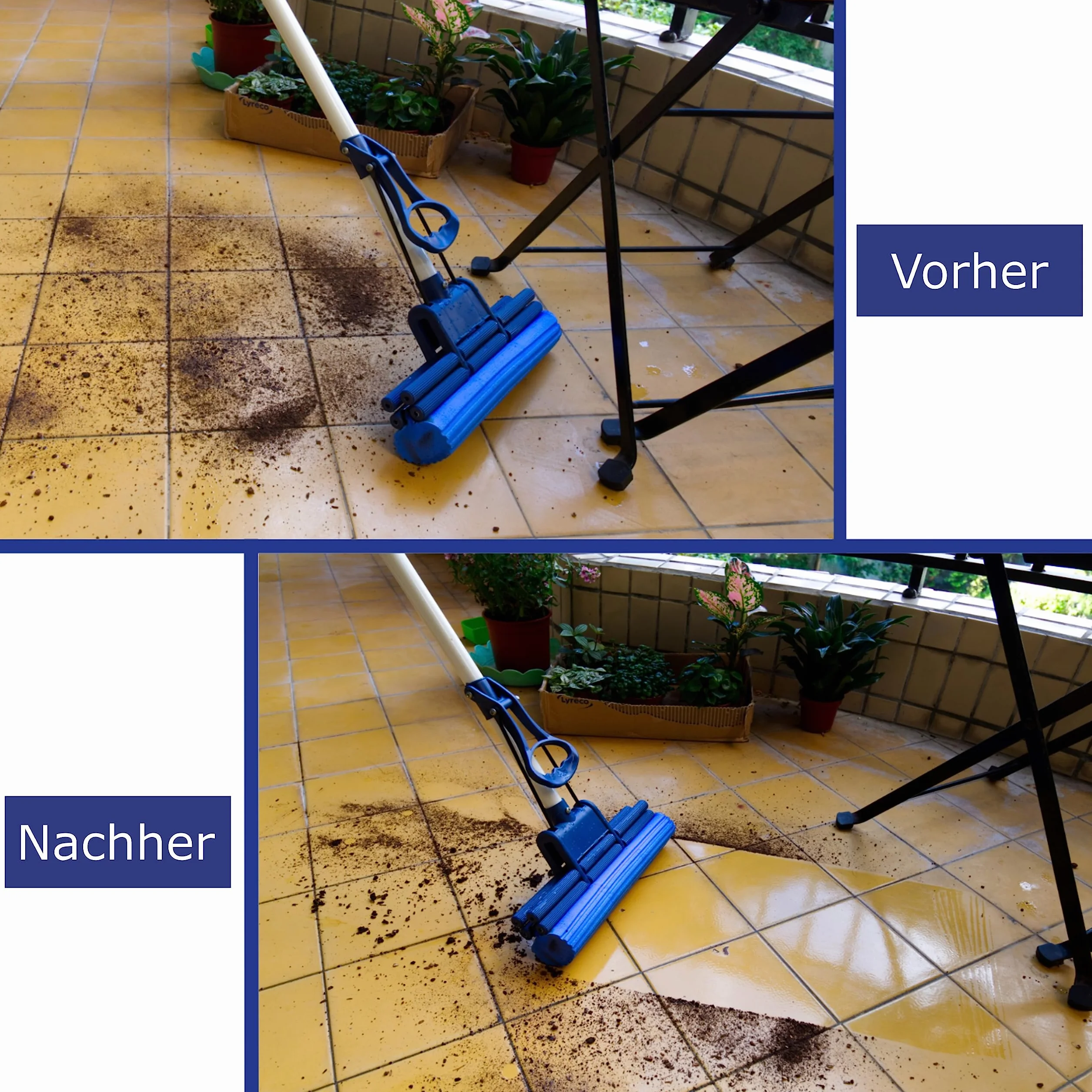 OneTouch Easy Mop Podłogowy - Mop z Gąbki do Podłóg z Teleskopową Rączką, Wbudowaną Wyciskarką i Wysoce Chłonną Gąbką PVA - Mop Gąbkowy do Czyszczenia Podłóg w Kuchni, Łazience i w Całym Domu