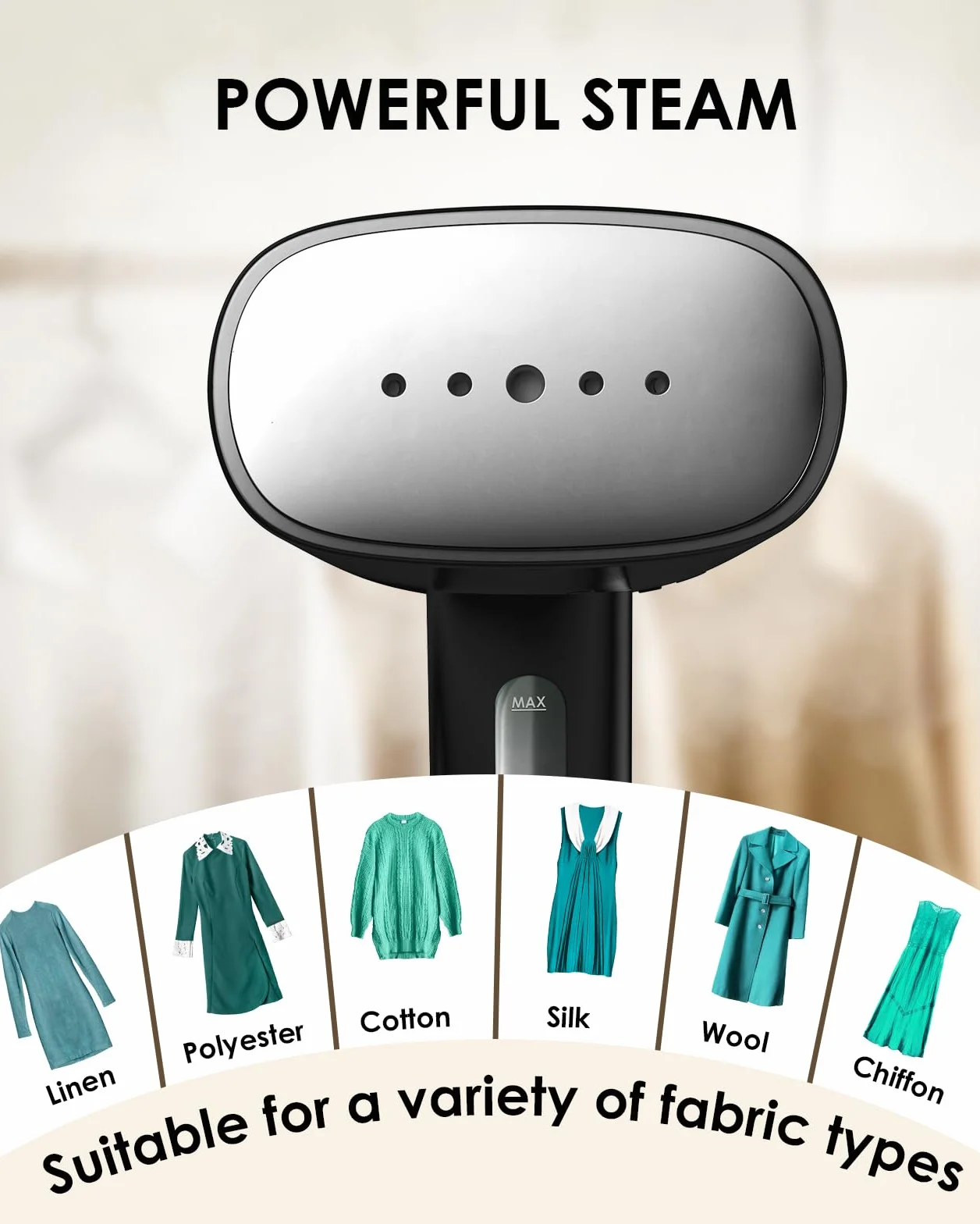 HOMEASY Przenośna parownica do ubrań, parowiec podróżny 800 W, 110 ml, lekka Garment do parowania, szybkie nagrzewanie, aby łatwo usunąć zagniecenia tkaniny, czarny
