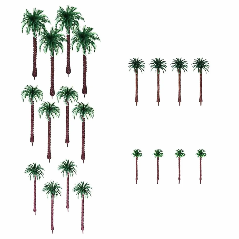20 palm kokosowych, zielony wzór krajobrazu, plastik, dekoracja krajobrazu DIY mini dekoracja drzewa, zielona
