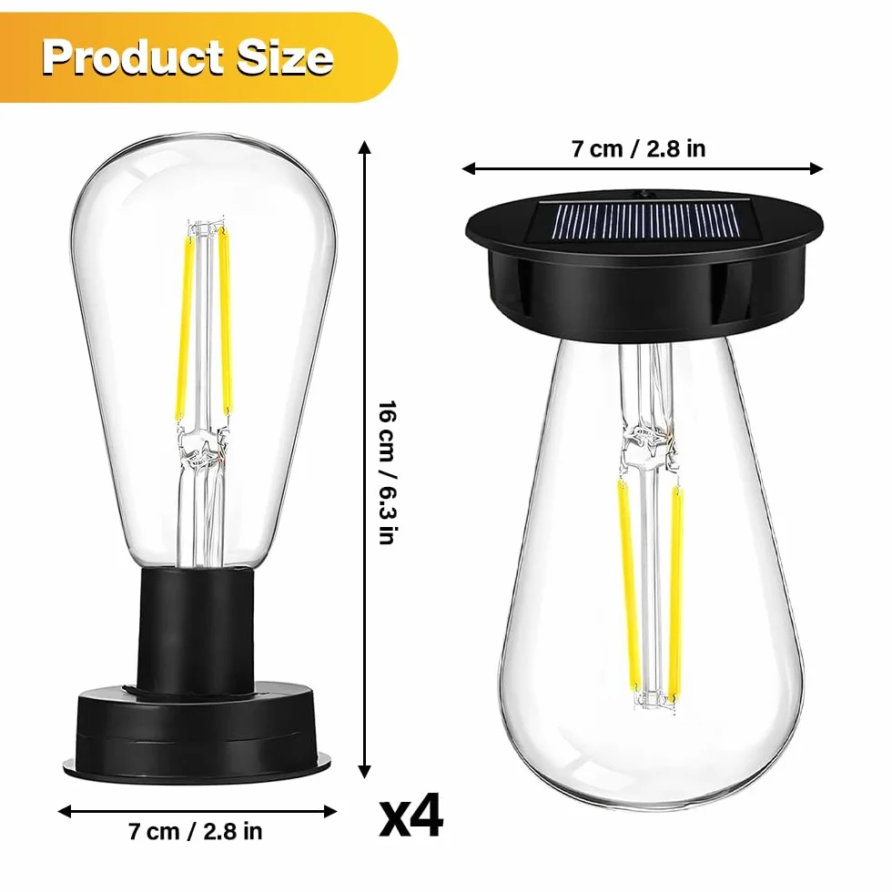 żarówki solarne do użytku na zewnątrz, 4 sztuki, 7 cm, lampy ogrodowe, części zamienne, z jasną żarówką LED, moduł solarny do lamp ogrodowych, latarni solarnych DIY