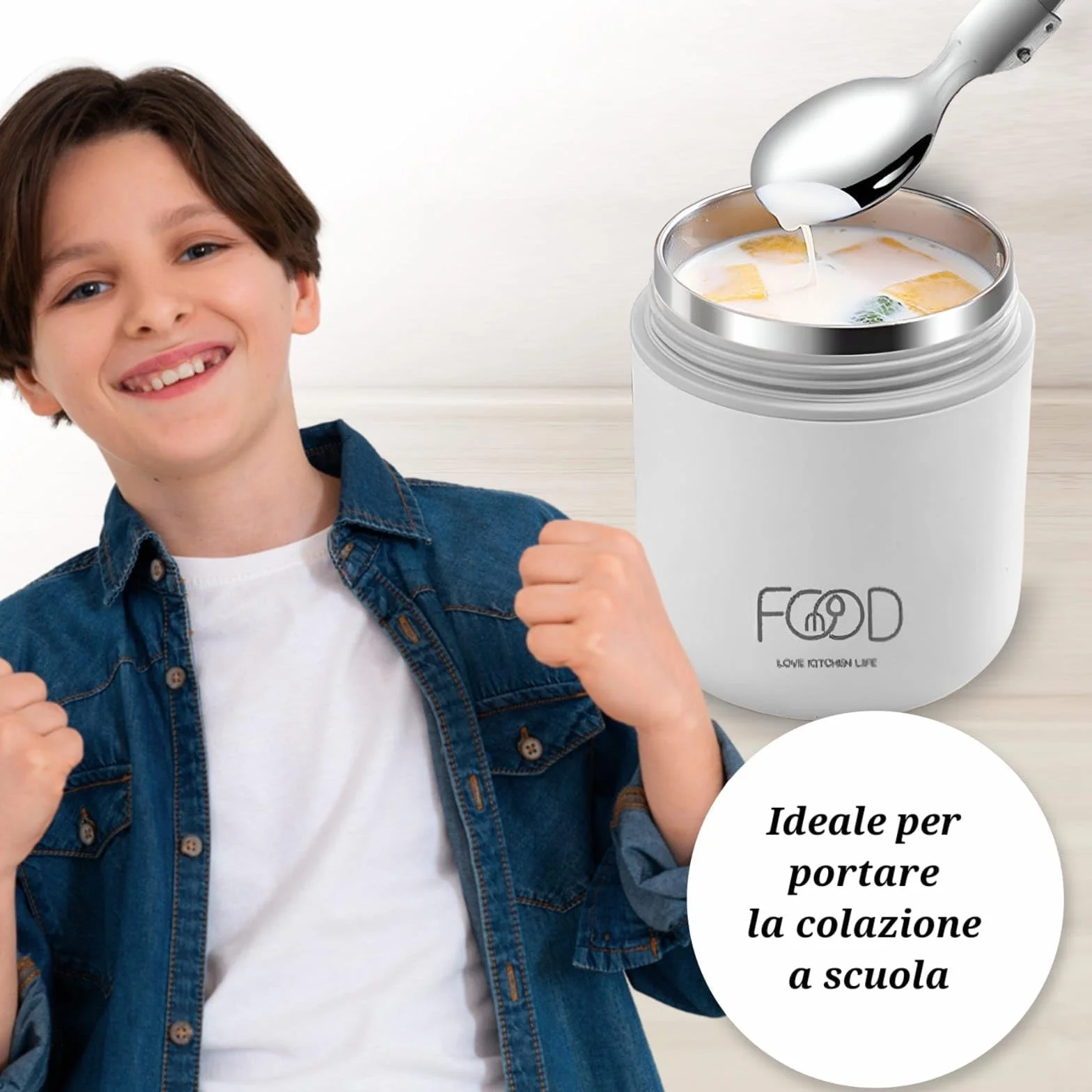 Półtermiczny pojemnik na lunch 660 ml biały BPA free z izolowaną torbą