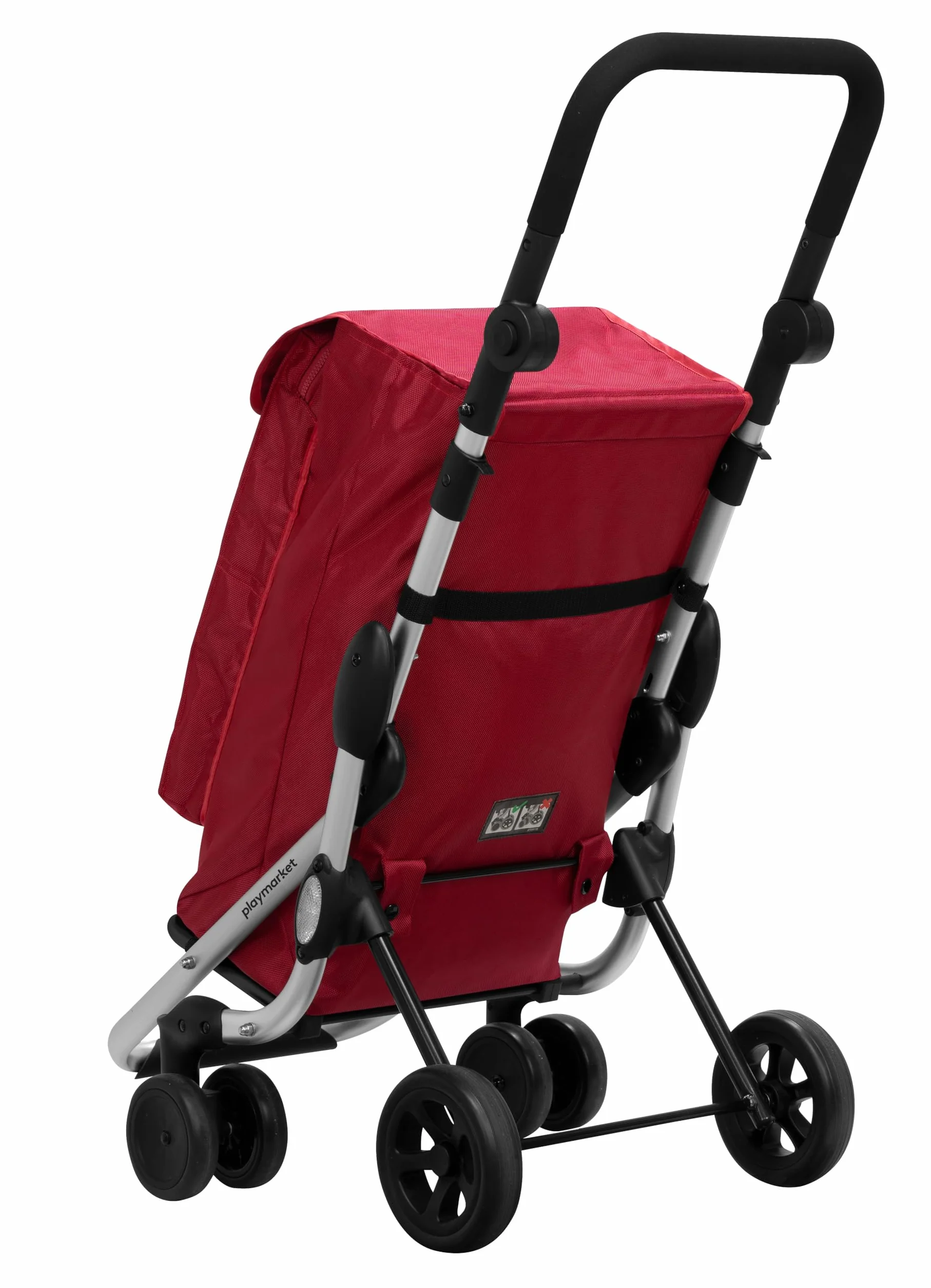 Playmarket Uniseks Go Up Basic Wózek na Zakupy, Czarny/Czerwony (Charme), 110 cm