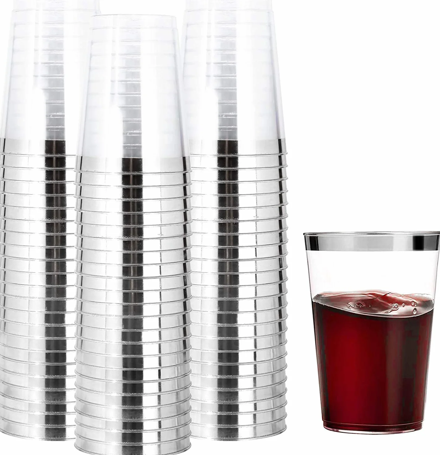 LATERN 50 sztuk plastikowych kubków 360 ml, wielokrotnego użytku, eleganckie kieliszki do wina