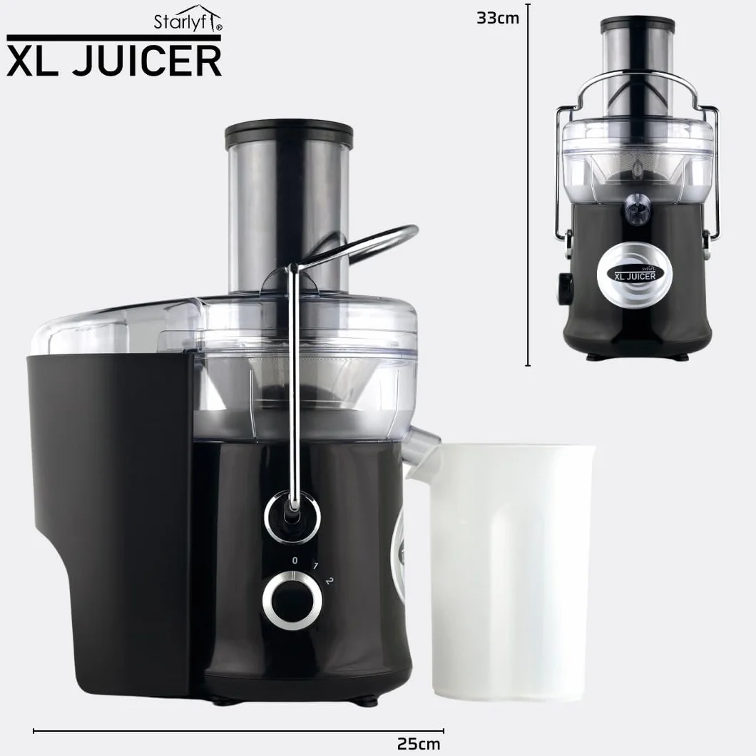 Potężna sokowirówka Starlyf XL Juicer, 600W, 2 prędkości, Bez BPA, Do gotowania, Explulsa pulpy, Soki szybciej, owoce i warzywa Cold Press Soki, Cichy