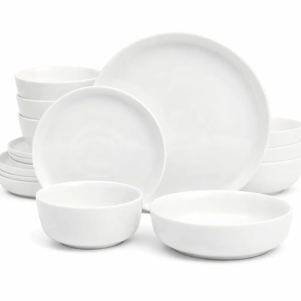Gibson Home Oslo porcelanowy zestaw zastawy stołowej, serwis dla 4 osób (16 szt.), biały