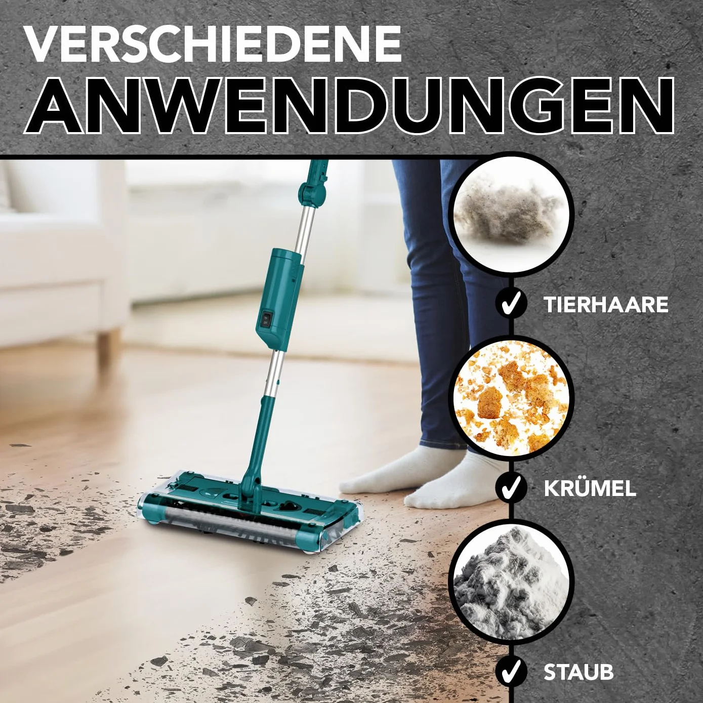 Swivel Sweeper akumulatorowa miotła bezprzewodowa mop podłogowy z przegubem zginanym obrotem 360°