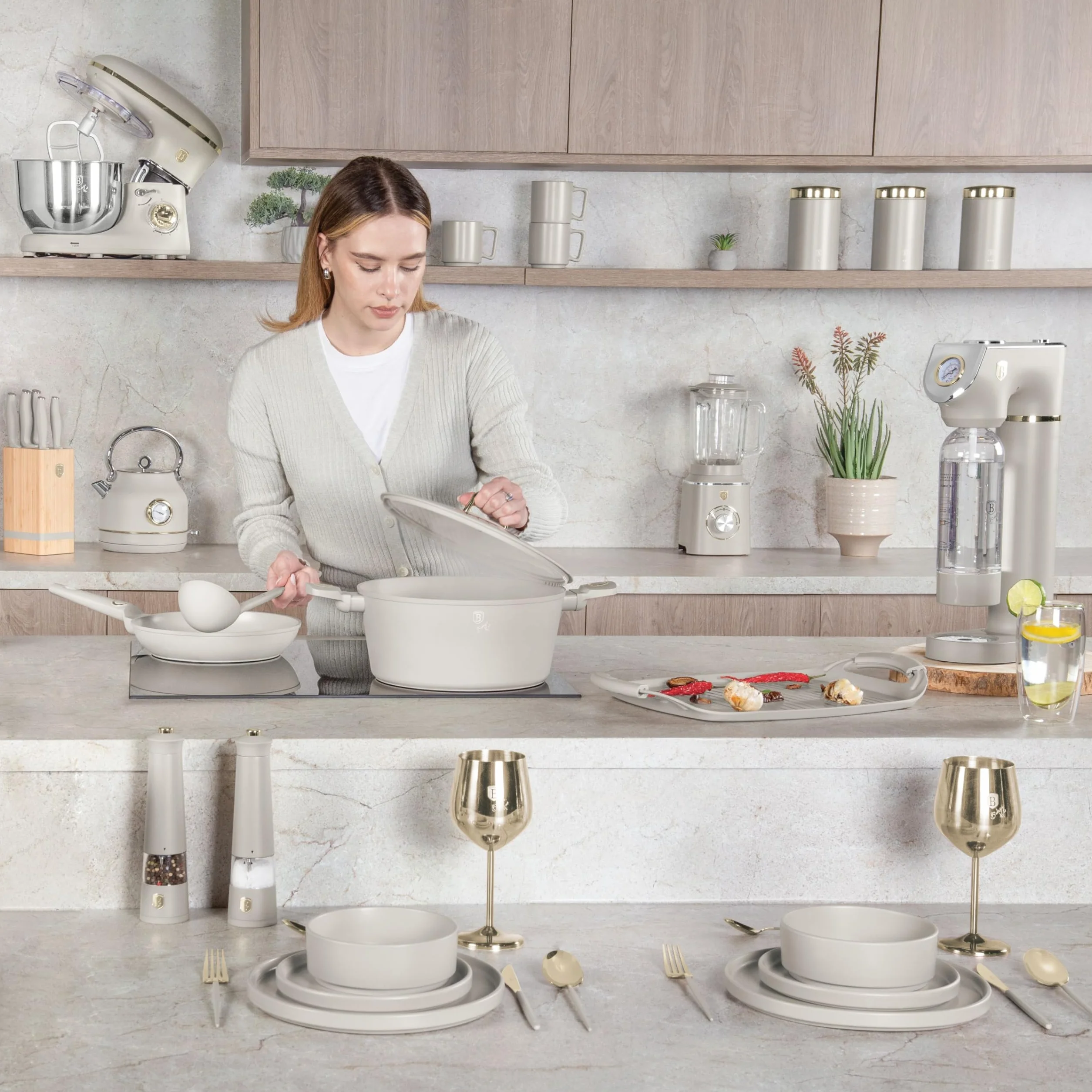 Berlinger Haus zestaw patelni z powłoką tytanową 3-częściowy Sahara Collection | Elegancki i ekologiczny design