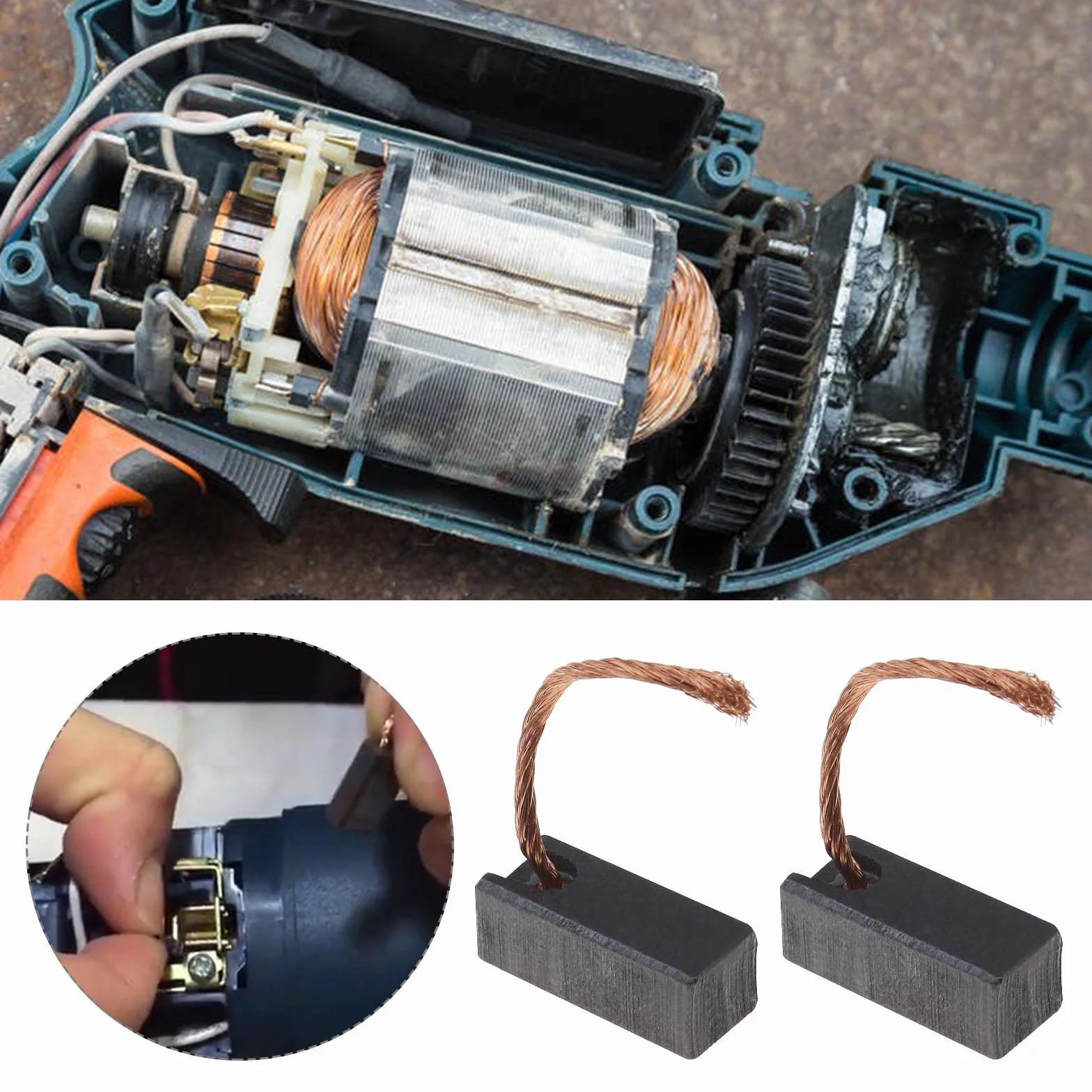 2 pary szczotek węglowych do silników elektronarzędzi 7 x 8 x 19 mm / 0,27 x 0,31 x 0,75 cala akcesoria do elektronarzędzi części zamienne do silników elektrycznych