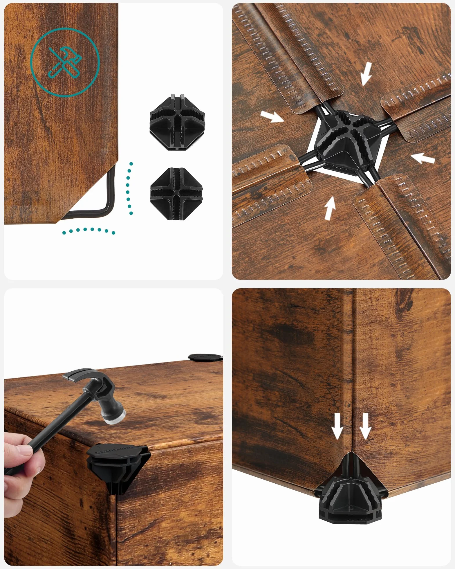 SONGMICS Blokujący stojak na buty, prostokątny organizer do przechowywania, modułowa półka do przechowywania, 40 x 30 x 17 cm, na każdą przegródkę, szafa z tworzywa sztucznego z drzwiami, rustykalny