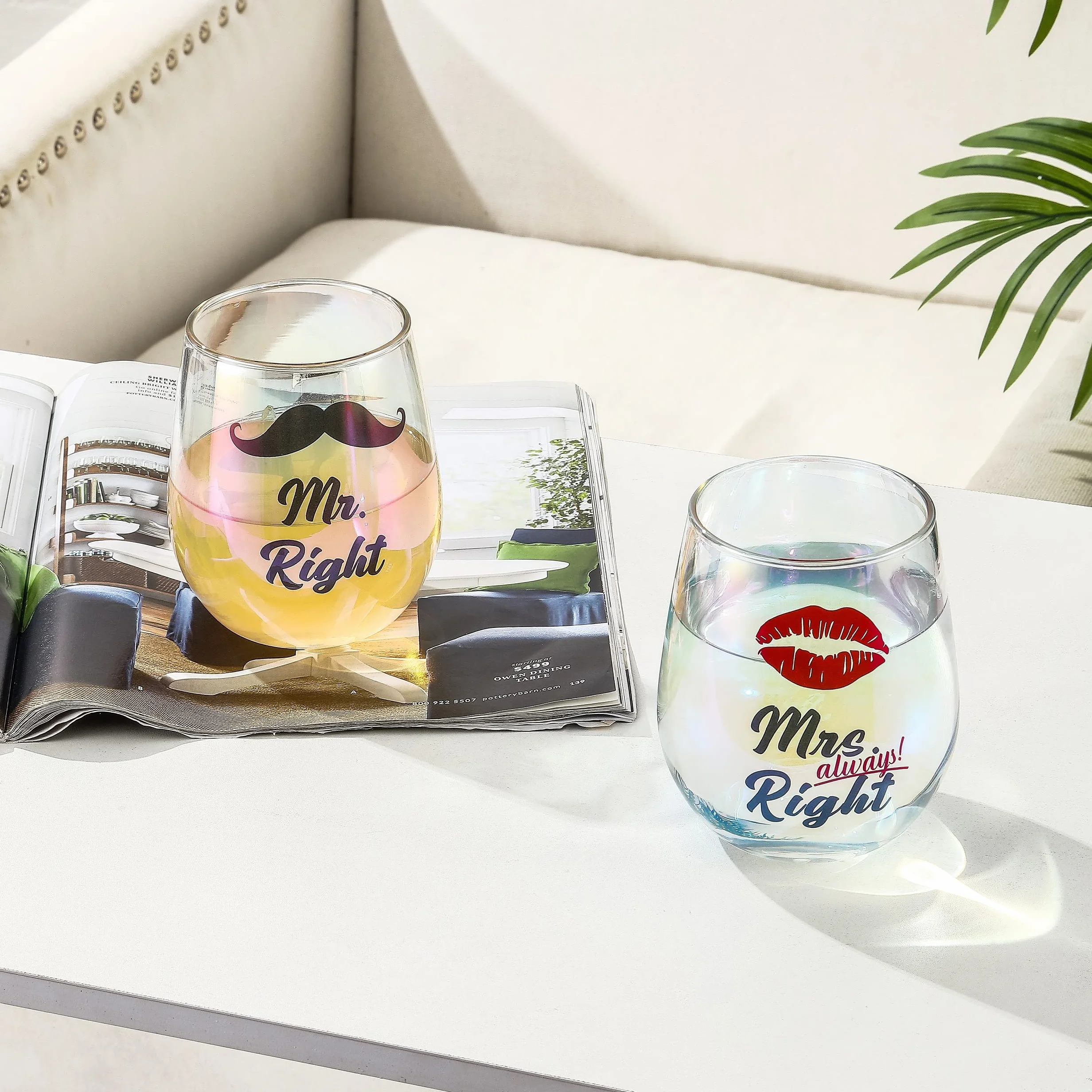 SHENDONG Mr Right Mrs Always Right Kieliszki do Wina - Para Kieliszków na Zaręczyny, Ślub, Wieczór Panieński - Prezenty Świąteczne dla Panny Młodej i Pana Młodego