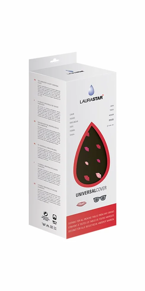 Laurastar Uniwersalny pokrowiec na usta, uniwersalny pokrowiec na deskę do prasowania, 131 cm x 55 cm, 100% bawełna, praktyczny klips, regulowana, wysoki komfort grubości, można prać w pralce,