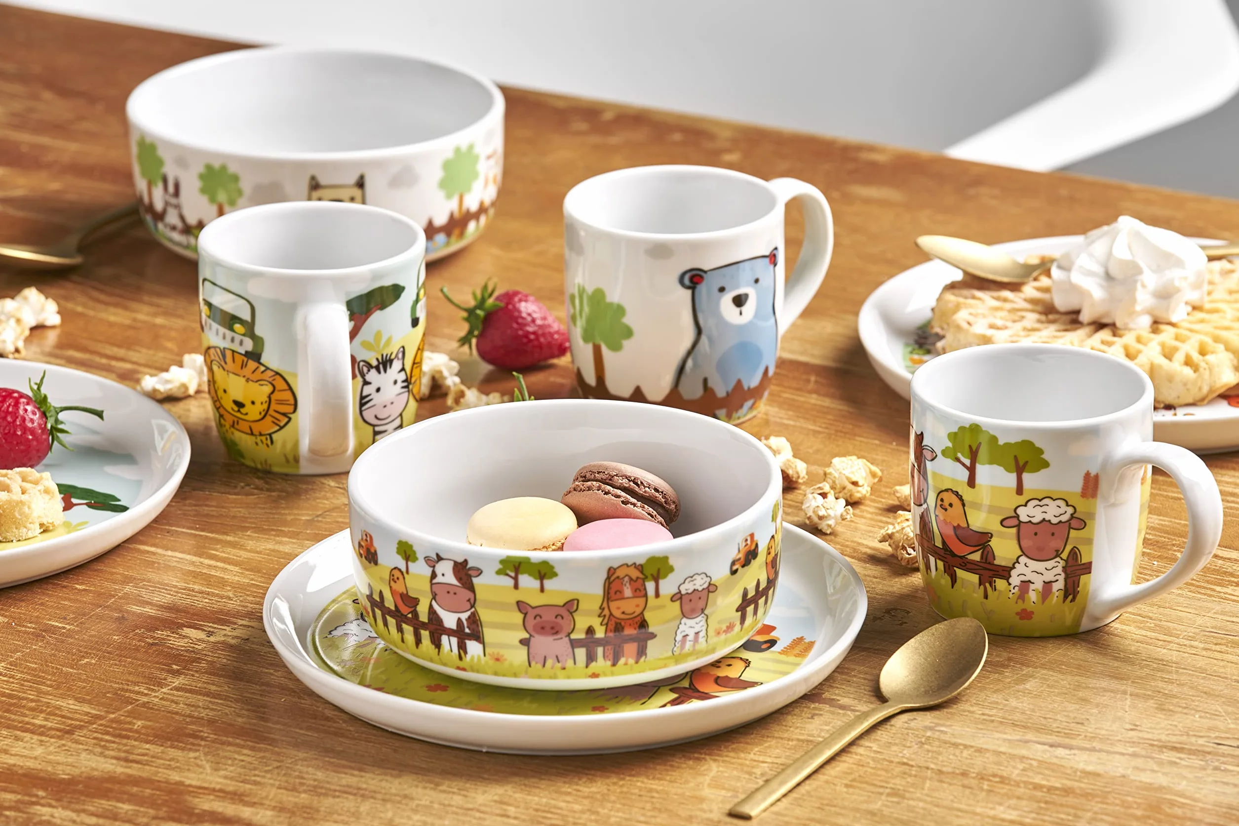VAN WELL Zestaw naczyń dla dzieci porcelana 3-częściowy