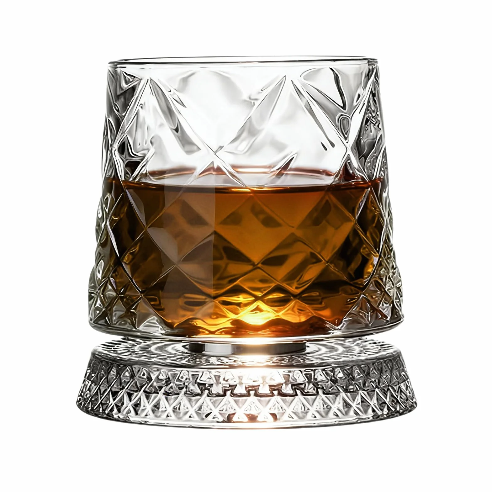 Obrotowe szklanki do whisky, z podstawką, staromodny, obrotowy kubek do picia, koktajl burbonowy, kubek do kawy, dla mężczyzn, dziadka, męża, syna, rodziny, przyjaciół, domu, baru