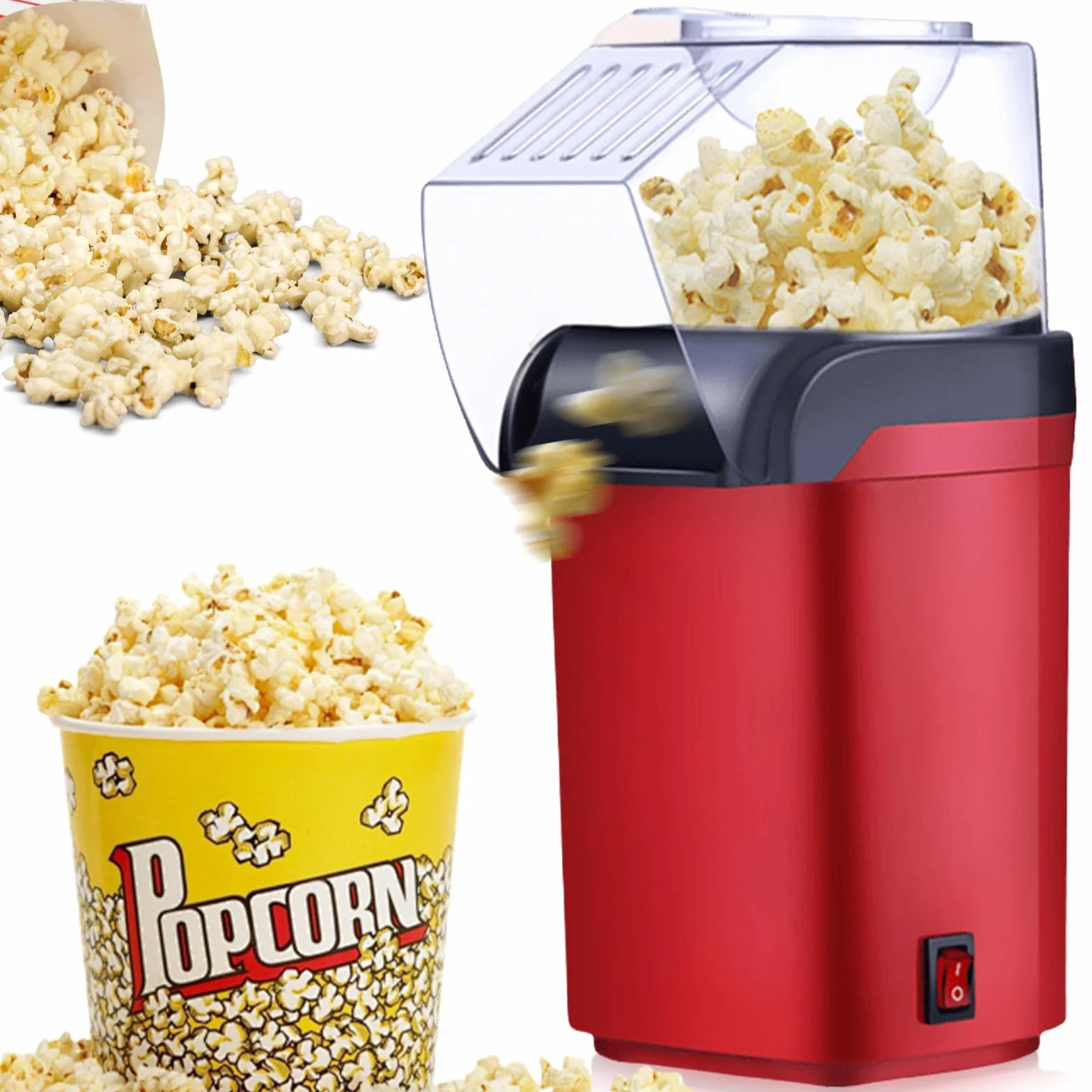 Maszyna do popcornu na gorące powietrze 1200 W beztłuszczowa szybki popcorn 2-3 minuty obsługa jednym dotknięciem kompaktowy