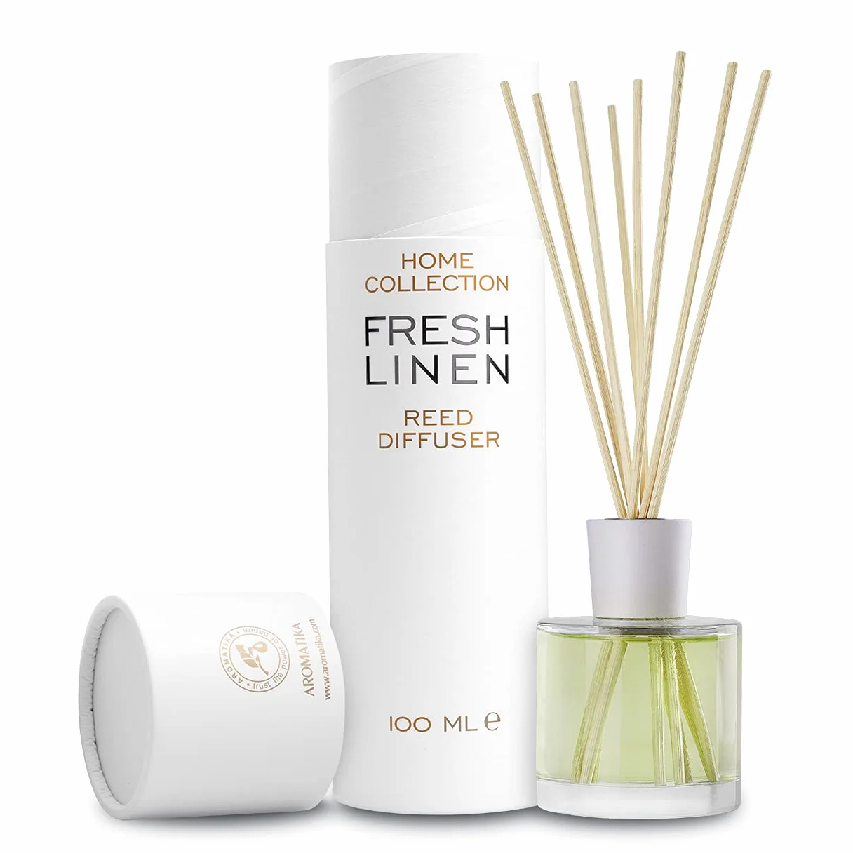 Fresh Linen Reed Diffuser - 100ml w/Rattan Sticks - Home Fragrance - Scented Diffusers for Aromatherapy - Perfect as a Gift - Enhancing any Room with a Refreshing, Soothing and Pleasant Scent