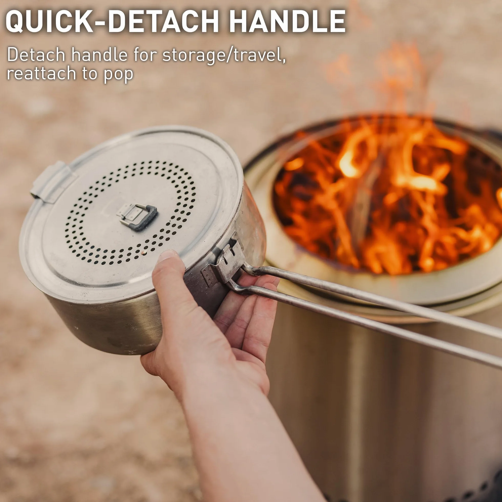 Solo Stove Campfire Popcorn Maker, Popcorn Popper, Akcesoria do paleniska, Pojemność 3 Quart, Wysokość: 10,2 cm, Długość: 86,4 cm, Średnica: 19,7 cm, Waga: 1,3 kg