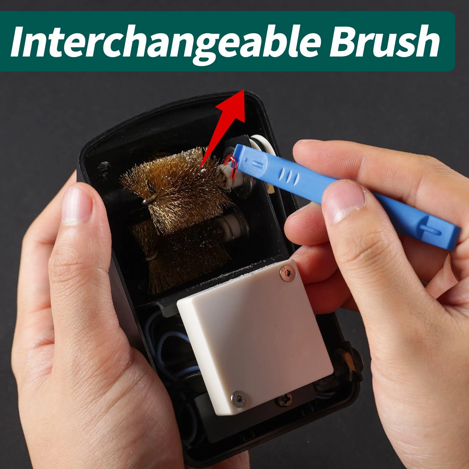 YIHUA Zmotoryzowana końcówka lutownicza 200 W, środek do czyszczenia miedzi z czujnikiem podczerwieni, 4 szczotki z mosiądzu z wełny, adapter sieciowy 12 V – kompaktowy środek do czyszczenia