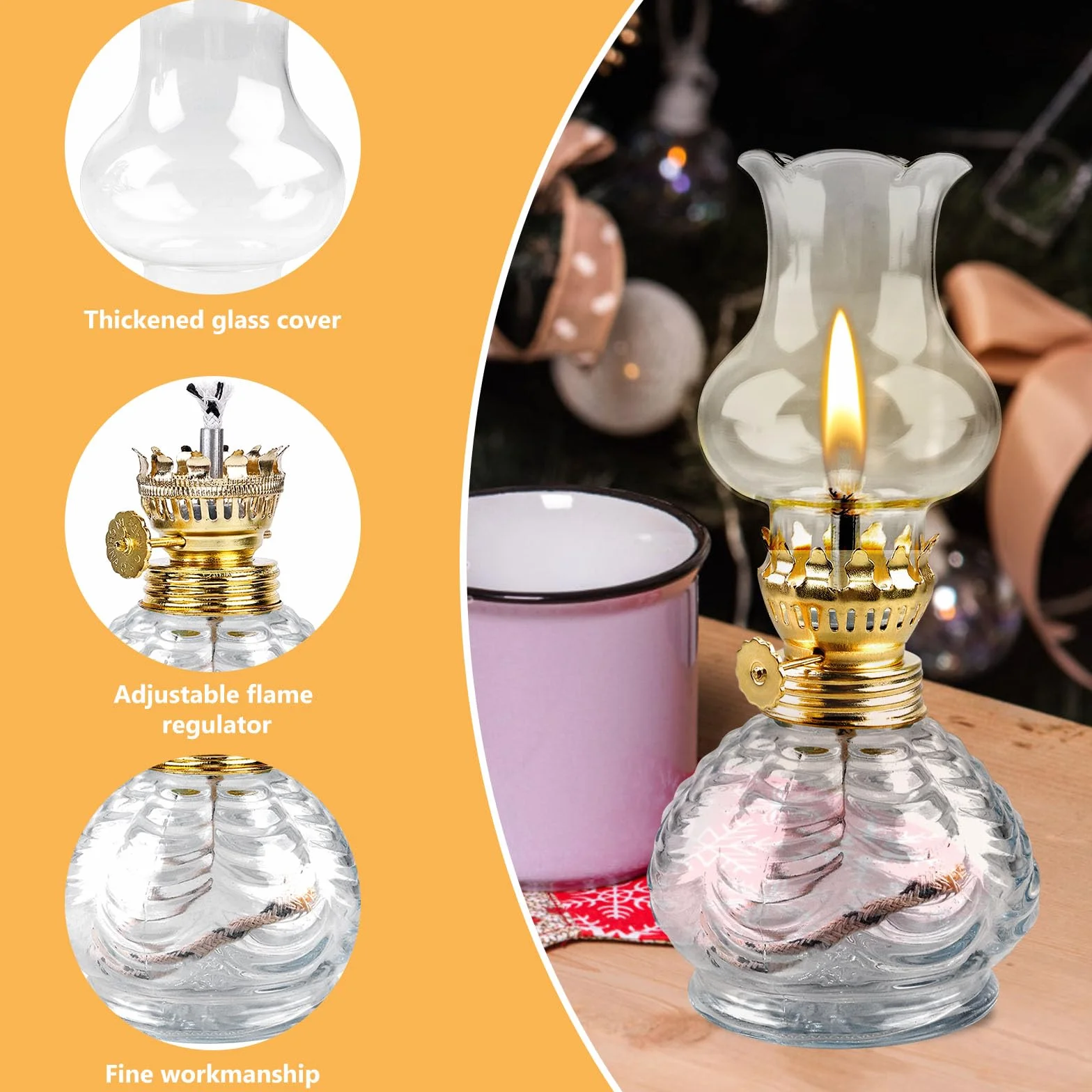 BORDEAG Lampa naftowa 2 sztuki szklana latarnia sztormowa vintage do wnętrz ogrodu kemping