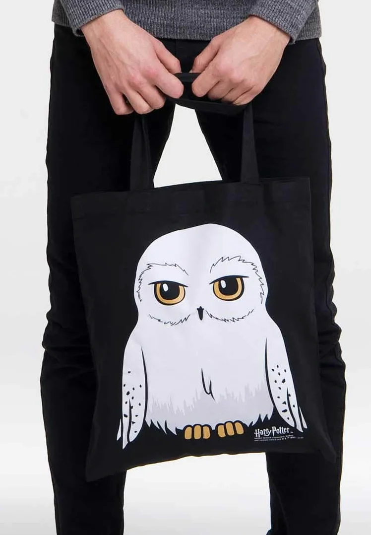 Logoshirt® Harry Potter I Sowa I Hedwig I Torba bawełniana na zakupy I Ekologiczna I Worek jutowy I Z motywem I Długie uchwyty I Öko-Tex® I Czarna I Licencjonowany design