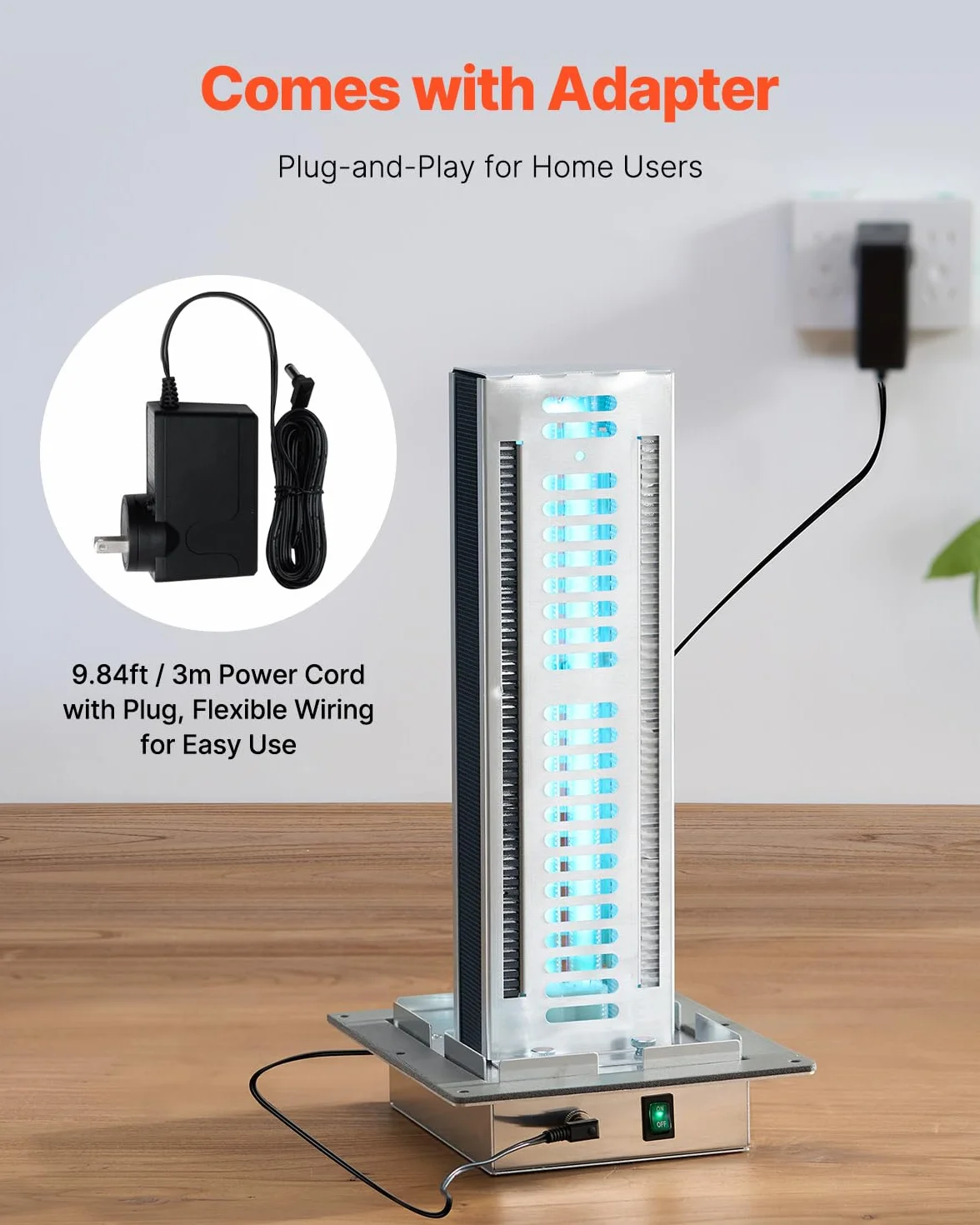 VEVOR Oczyszczacz powietrza HVAC 24 W 254 nm z 2 żarówkami filtr węglowy