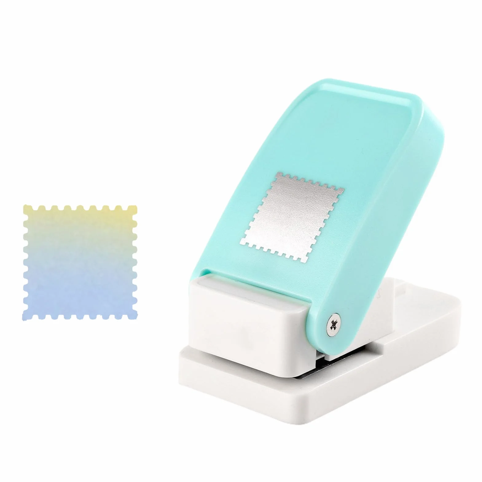 Portable Stamp Puncher, Square Rectangle Lever Action DIY, Postage Stamp Shaped Paper Punch for Scrapbooking, Card Making, Journal Album, Photo Arts Crafts at Home, Office, School