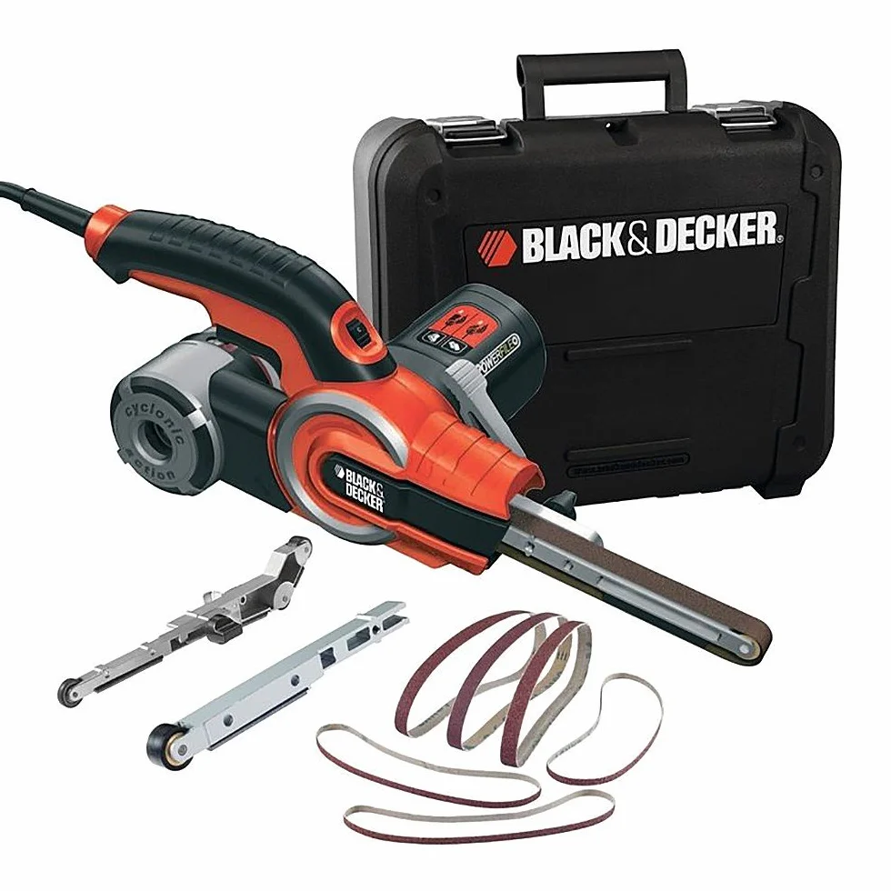 BLACK+DECKER Pilnik elektryczny 400 W z układem odsysania pyłu Cyclonic Action, szlifierka taśmowa, KA902EK-QS