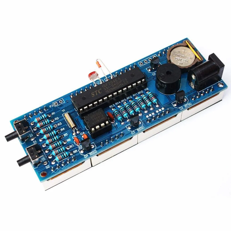 Elektroniczny Zegar Do Samodzielnego MontażU, 4-Cyfrowy Cyfrowy Zegar Led Do Samodzielnego MontażU Zestaw Elektroniki, Automatyczne WyśWietlanie Czasu/Temperatury (Zielone)