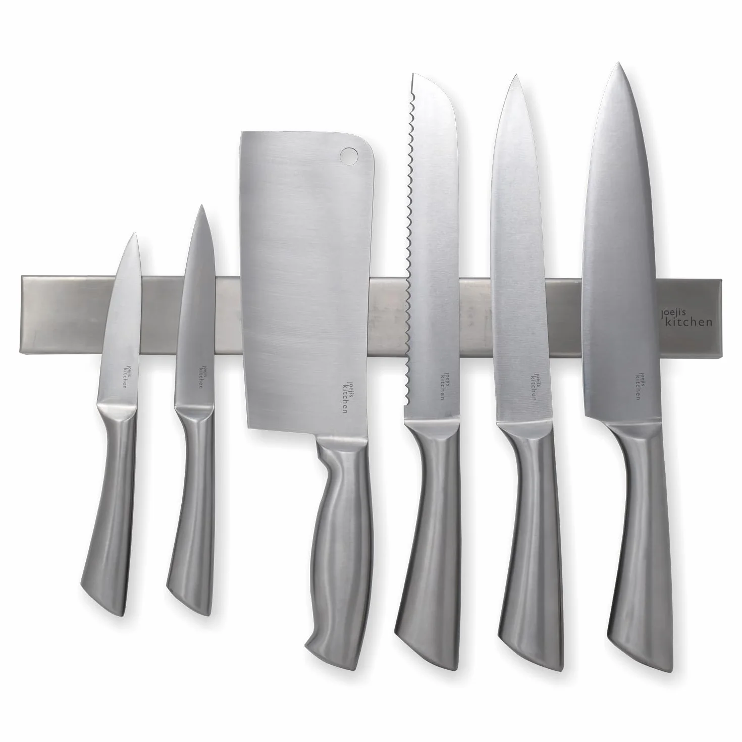 Joeji's Kitchen Mocny magnetyczny uchwyt na noże 40 cm, stal nierdzewna, łatwy montaż, klej 3M lub śruby, idealny do kuchni lub garażu, narzędzia