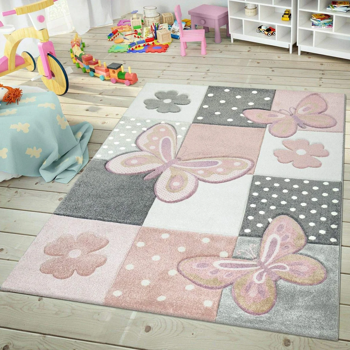 TT Home Dywan Dzieciêcy Wyciête Kontury Efekt 3D Geometryczny Wzór W Kratê Kolorowy, Kolor:Wielokolorowy, Rozmiar:120x170 cm