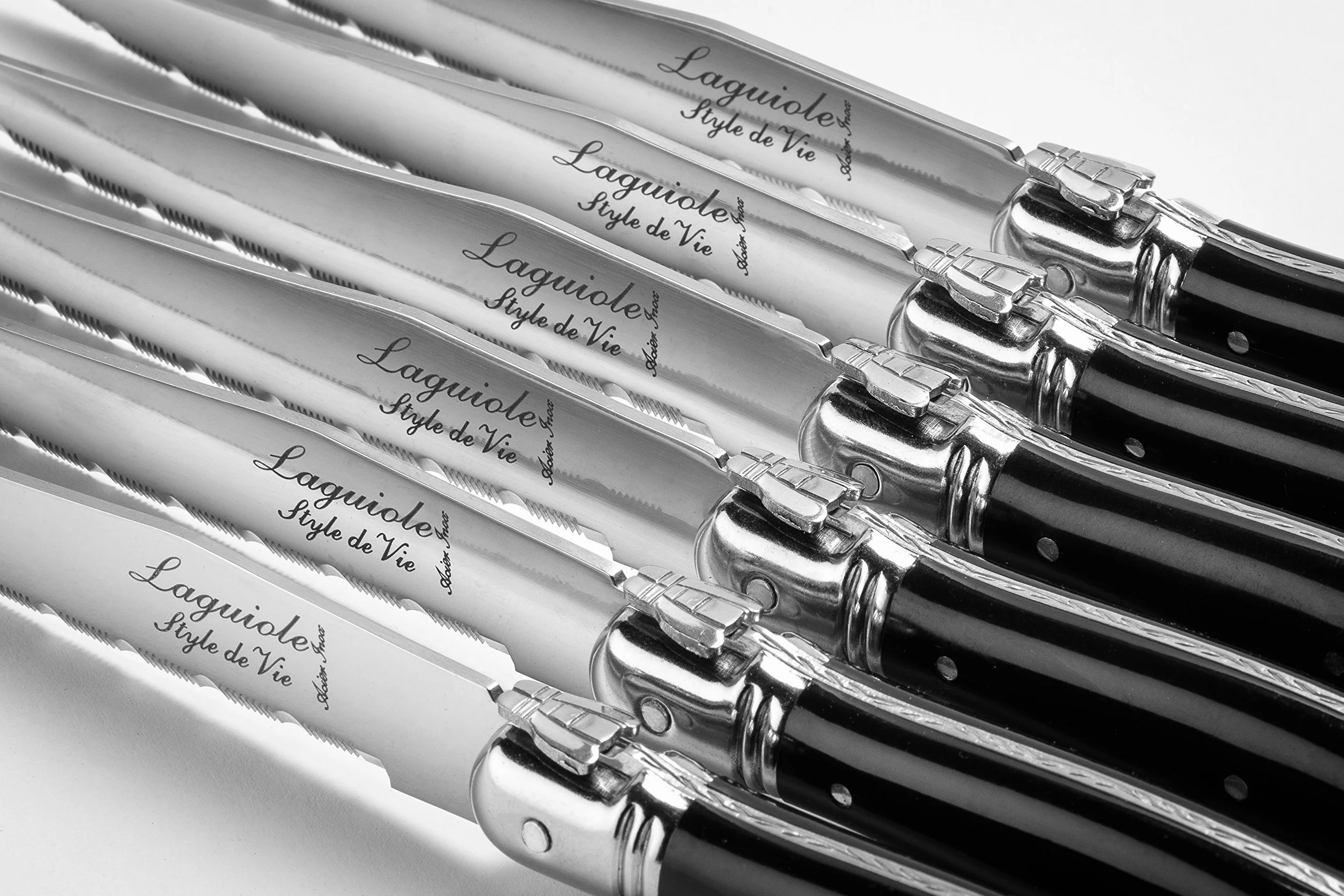 Laguiole Style de Vie Zestaw noży do steków Premium Line, grubość 1,8 mm, 6-częściowy, czarny