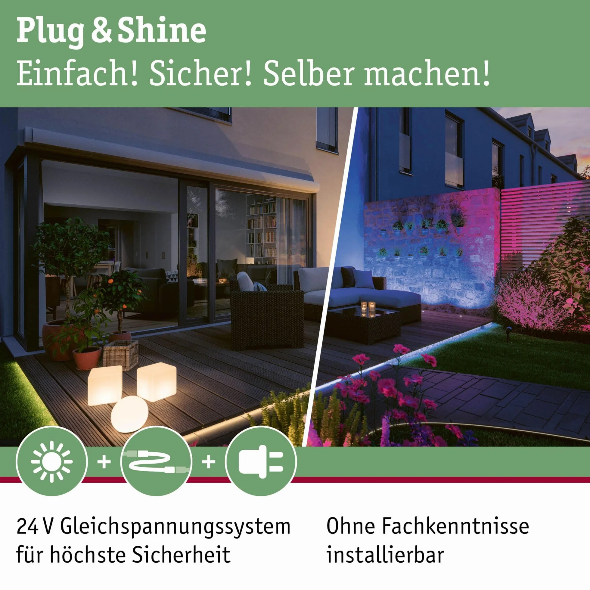 Paulmann 94209 Plug & Shine LED oprawa zewn. oprawa do stawu okrągła w kompl. ściemn. 1x2,8 W IP68 na zewnątrz czarna opr.ogrod. alu. 3000 K
