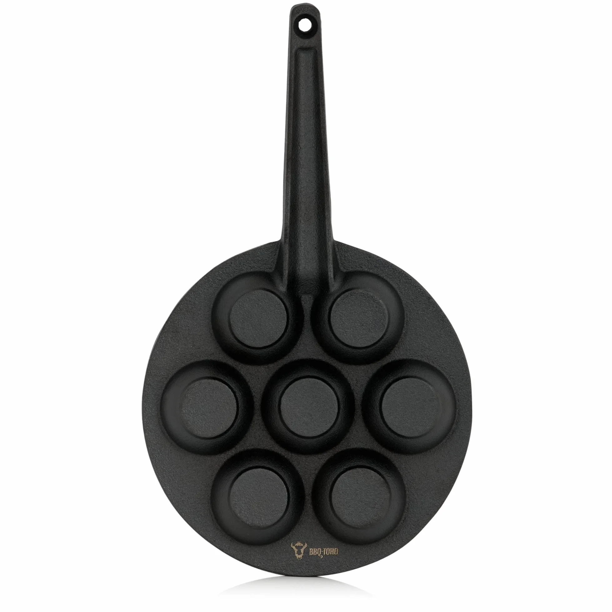 BBQ-Toro Żeliwna patelnia do poffertjes z uchwytem | Ø 20,5 x (wys.) 3 cm, patelnia do 7 patelni, wstępnie przygotowana, patelnia do poffertje, takoyaki, z oczami wołu