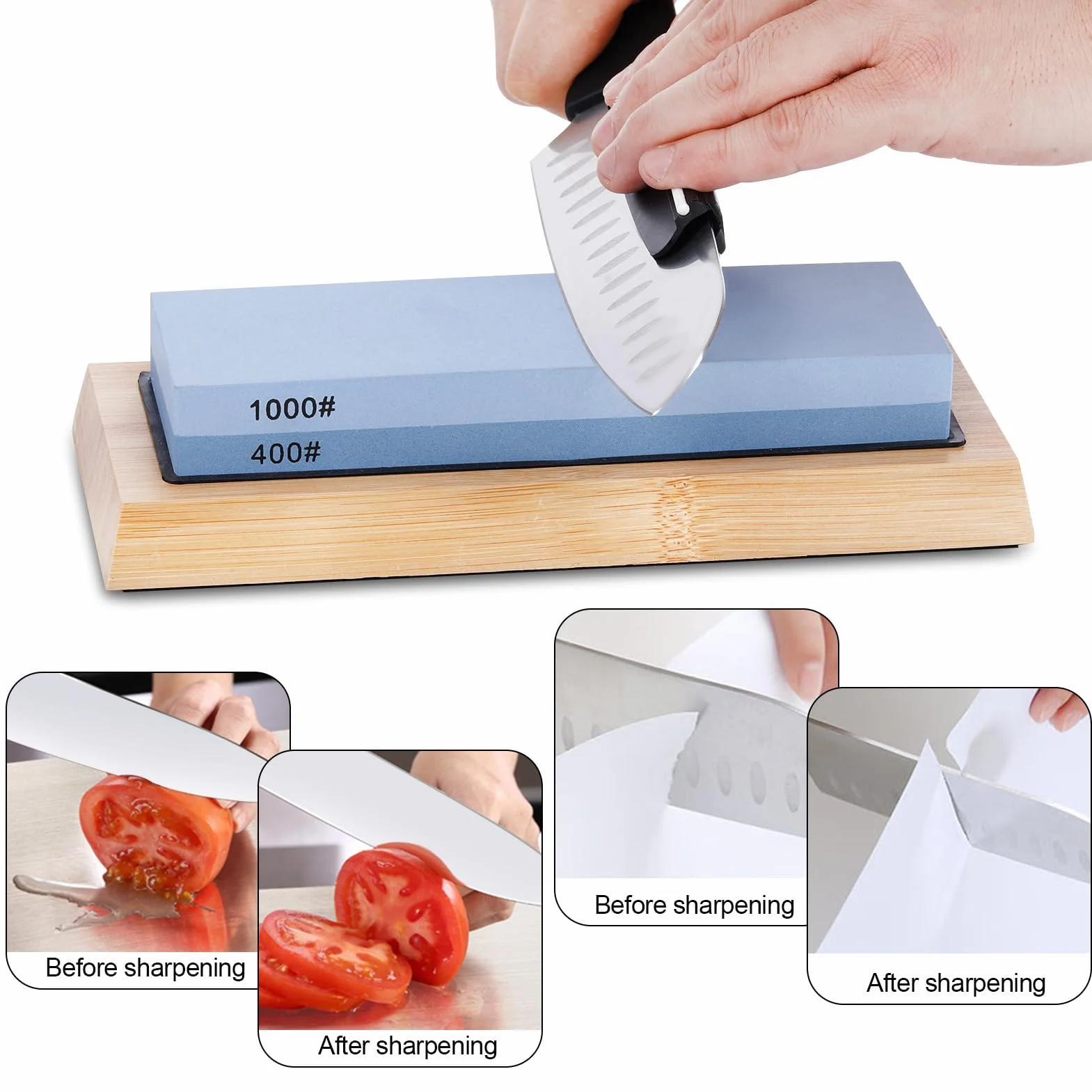 Aoresac Zestaw noży do ostrzenia 400 1000 3000 8000 Grit Whetstone z prowadnicą kątową