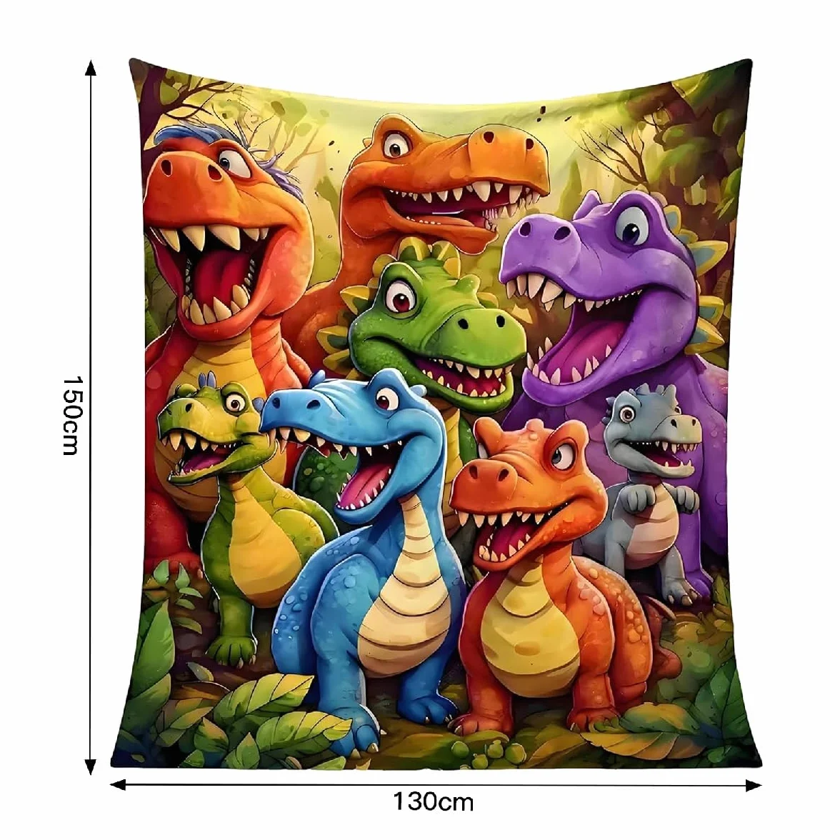 Koc polarowy z dinozaurami 150x130 cm dla dzieci