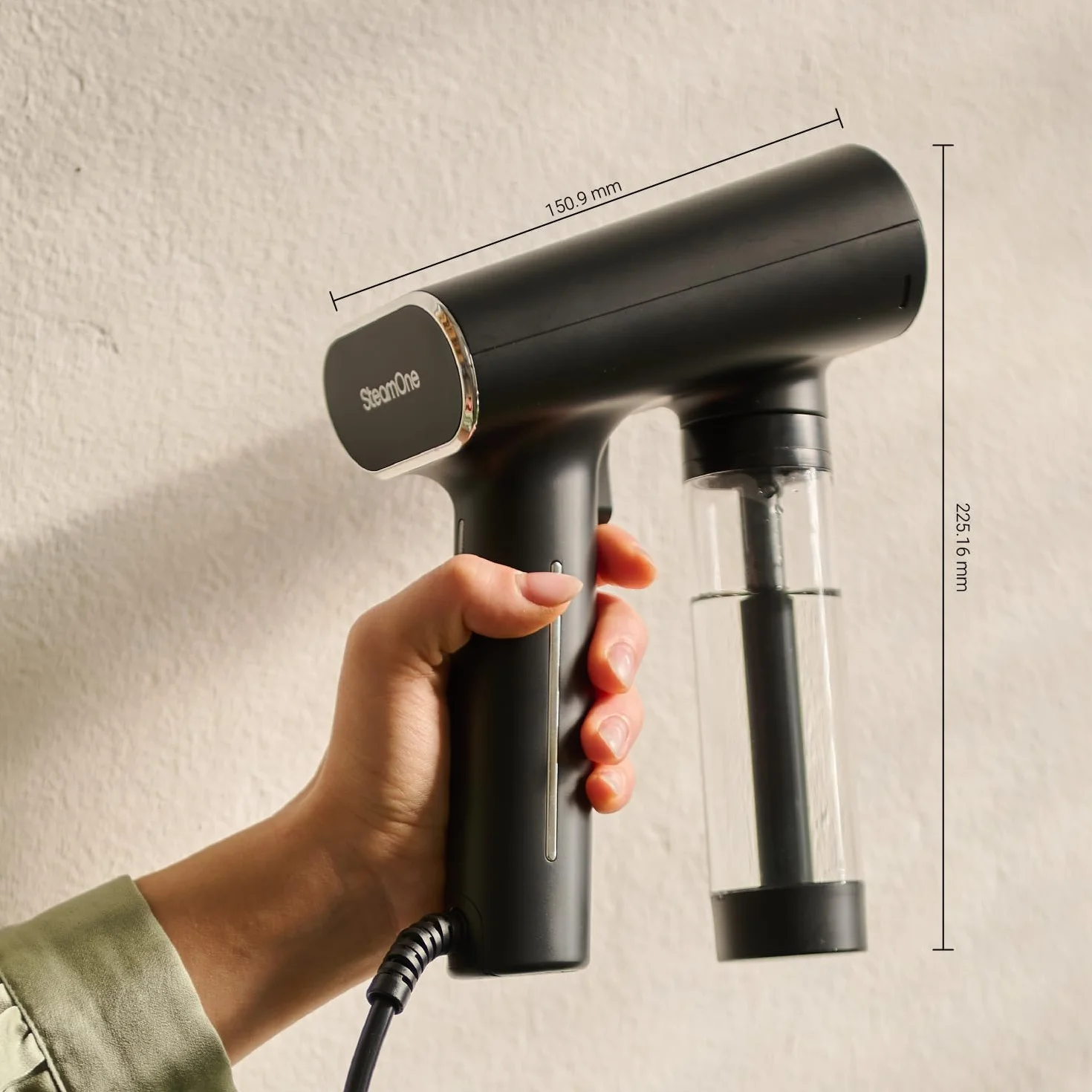 SteamOne - Parownica 2000W 30g/min EUNS150B - Przenośne żelazko autonomiczne 150 ml (150 ml) - Usuwa 99,99% zanieczyszczeń - Gotowe w wieku 30 lat - Wszystkie tkaniny