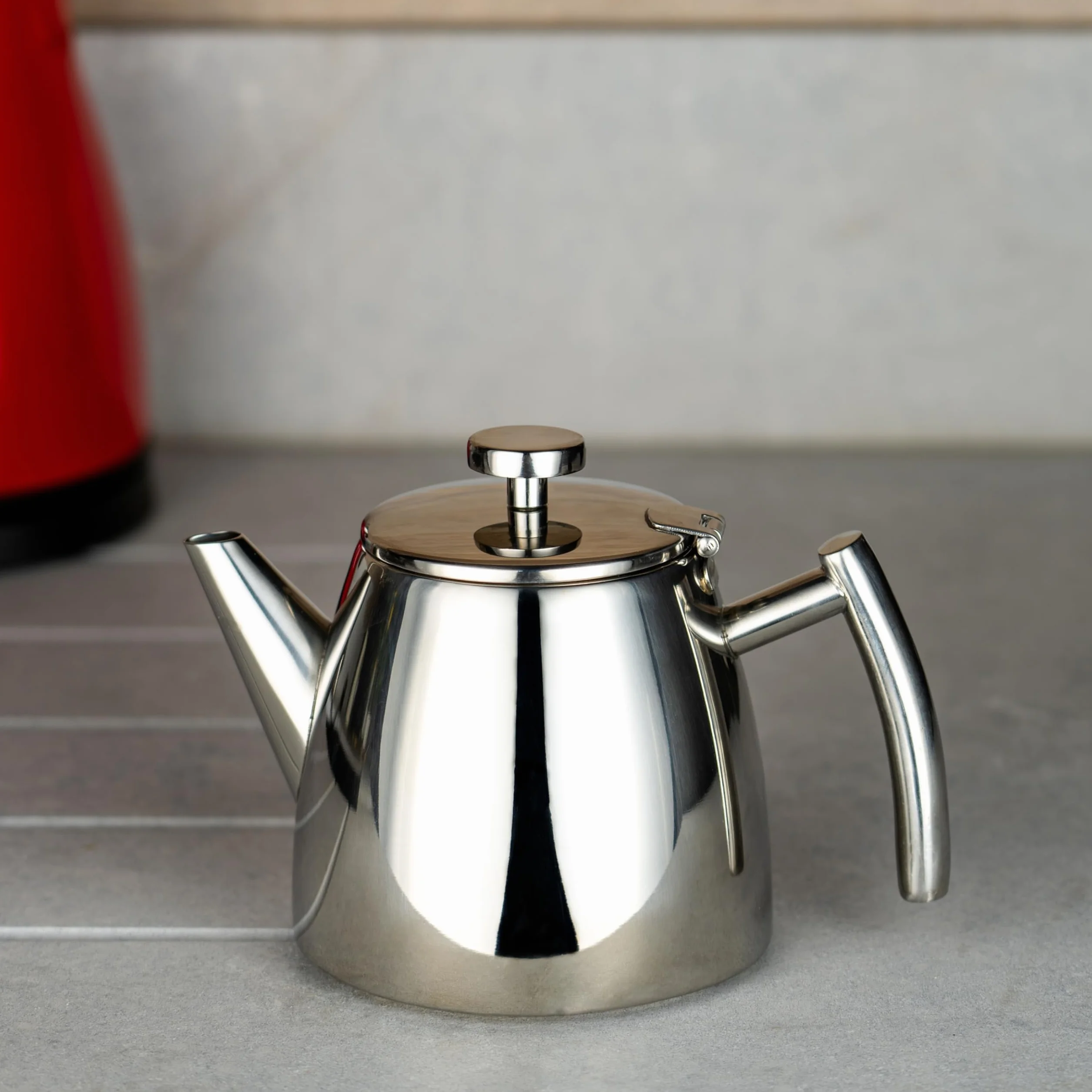 Café Stal Belmont dzbanek na herbatę ze stali nierdzewnej z podwójną ścianką z pokrywą na zawiasach, lustrzane wykończenie, 350 ml / 0,35 l, HTP-03DW