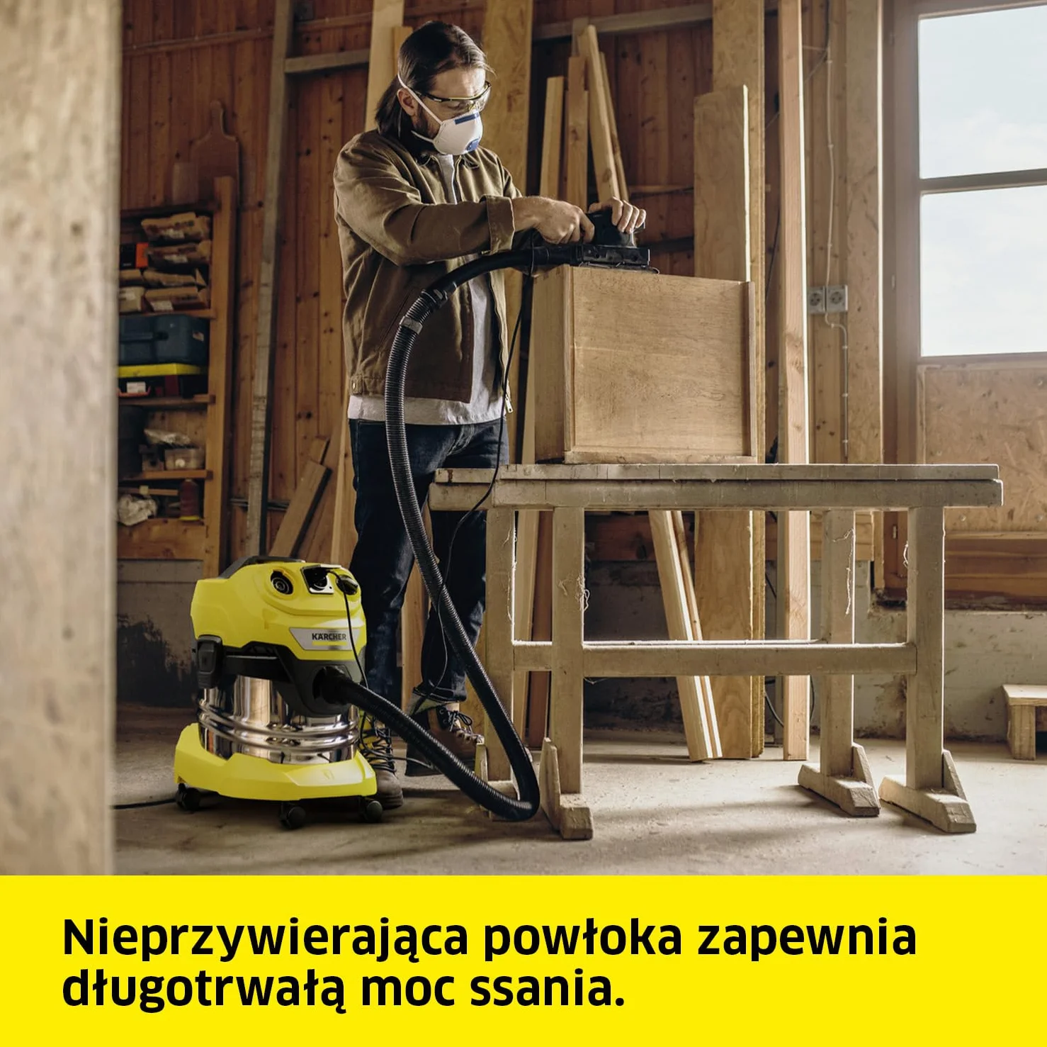 Kärcher płaski filtr falisty KFI 4440 do odkurzaczy Kärcher na mokro/sucho, długotrwała moc ssania podczas odkurzania drobnego pyłu w trakcie prac remontowych i pracy z elektronarzędziami