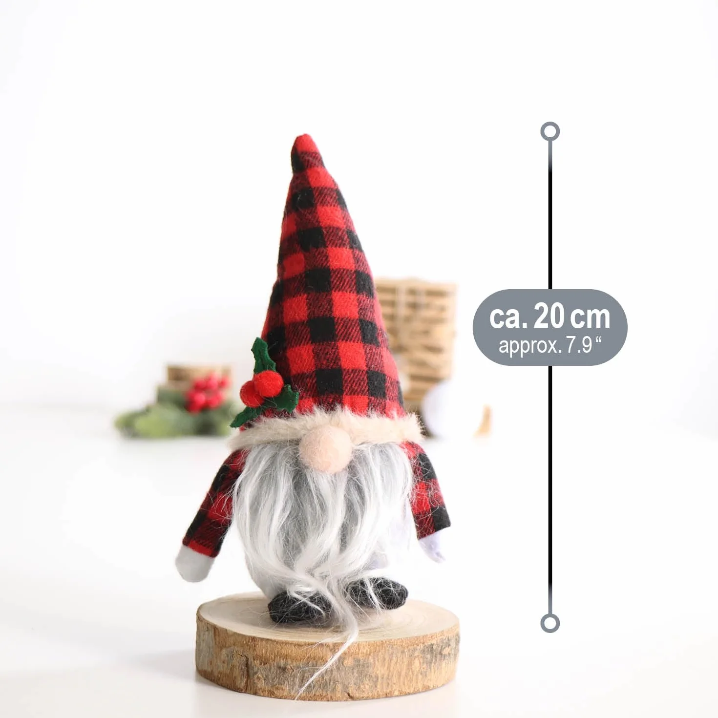 COM-FOUR® 12x Premium Christmas Gnomes Dekoracja świąteczna Zimowa figurka krasnala Czerwony/Czarny/Biały