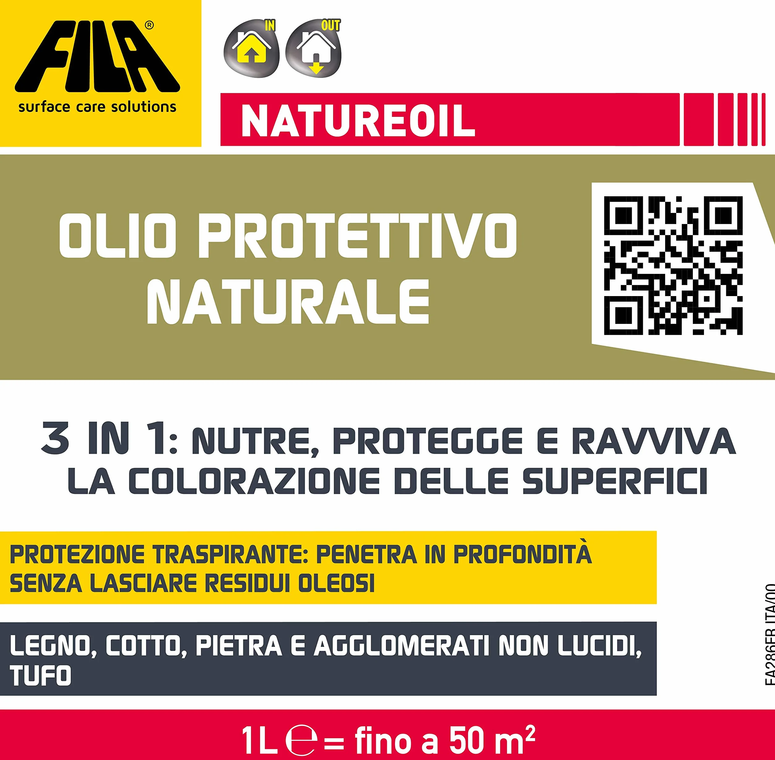 FILA Surface Care Solutions, Naturalny olej, 3 w 1, naturalny olejek ochronny: pielęgnuje, chroni i ożywia powierzchnie z drewna, terakoty, kamienia i aglomeraty, 1 l