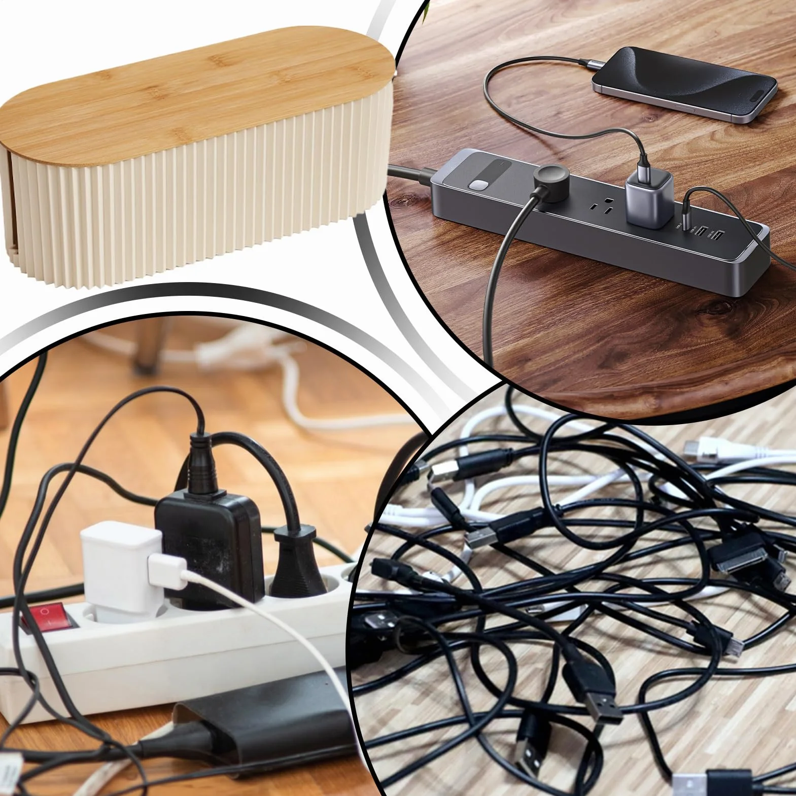 Cable Box, Cord Organizer, 12.99x5.12x4.33in Wire Holder, Safe Storage, Tidy Concealer for Extension Hiding, Desktop Setup, Study Desk, Living Space, Bedroom Use, Home Organization