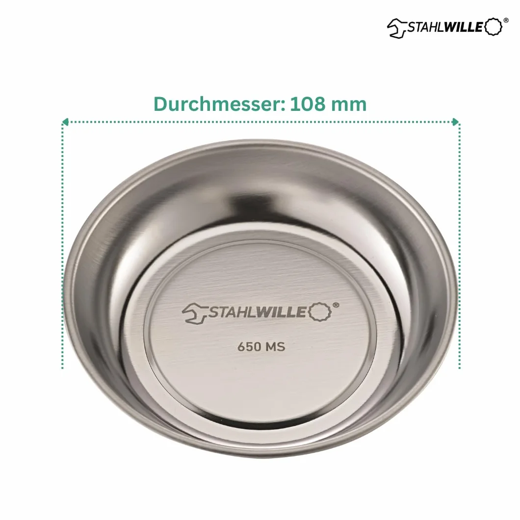 STAHLWILLE Misa magnetyczna, średnica 108 mm, do przechowywania śrub i nakrętek, talerz magnetyczny, elastyczne mocowanie na metalowych powierzchniach