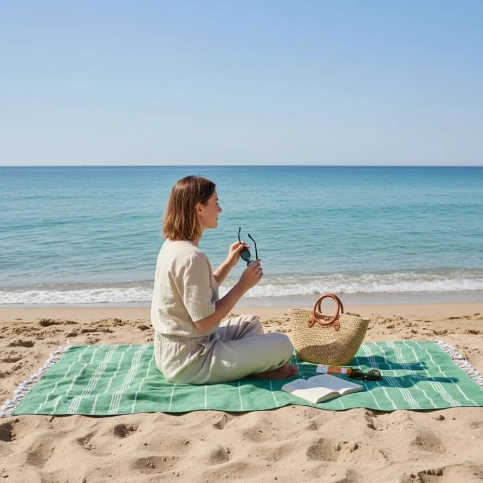 Ręcznik do sauny XXL Hamamtuch – duży, miękki ręcznik kąpielowy 100x200cm, szybkoschnący – ręcznik plażowy premium, Beach Towel, ręcznik dla mężczyzn, kobiet, do jogi i fitnessu (Benetton)