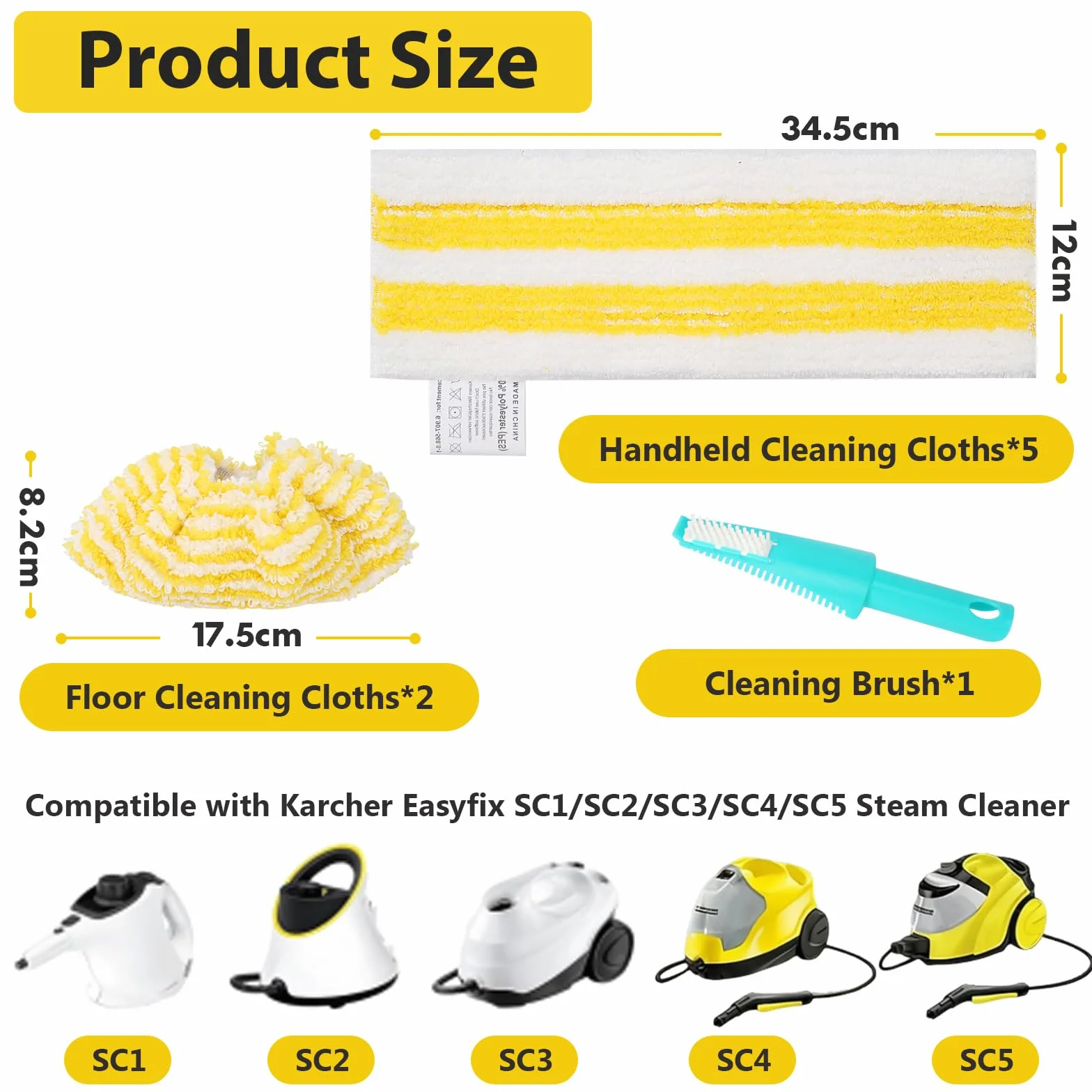 8 sztuk wymiennych ściereczek z mikrofibry kompatybilne z Karcher EasyFix SC1, SC2, SC3, SC4, SC5 Kärcher Parowa szczotka akcesoria do czyszczenia wszystkich rodzajów gleby + 1 skrobak do mopa
