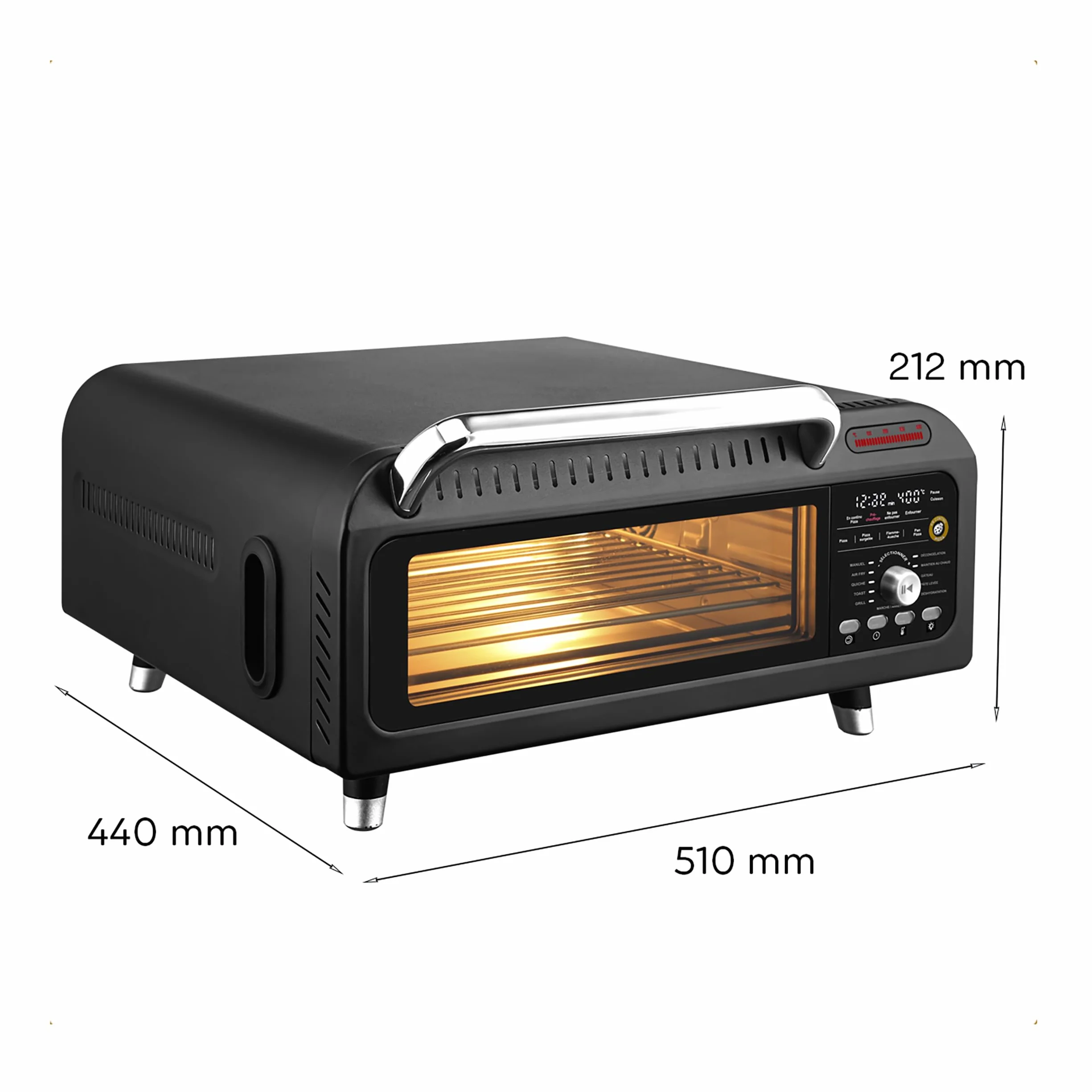 LITTLE BALANCE 8733 Revolution'Air, elektryczny piec do pizzy, wielofunkcyjny, 3 w 1, Air Fryer, piekarnik, 10 trybów gotowania, 7 akcesoriów, kamienie do pizzy, do 400°C, 2000 W, czarny