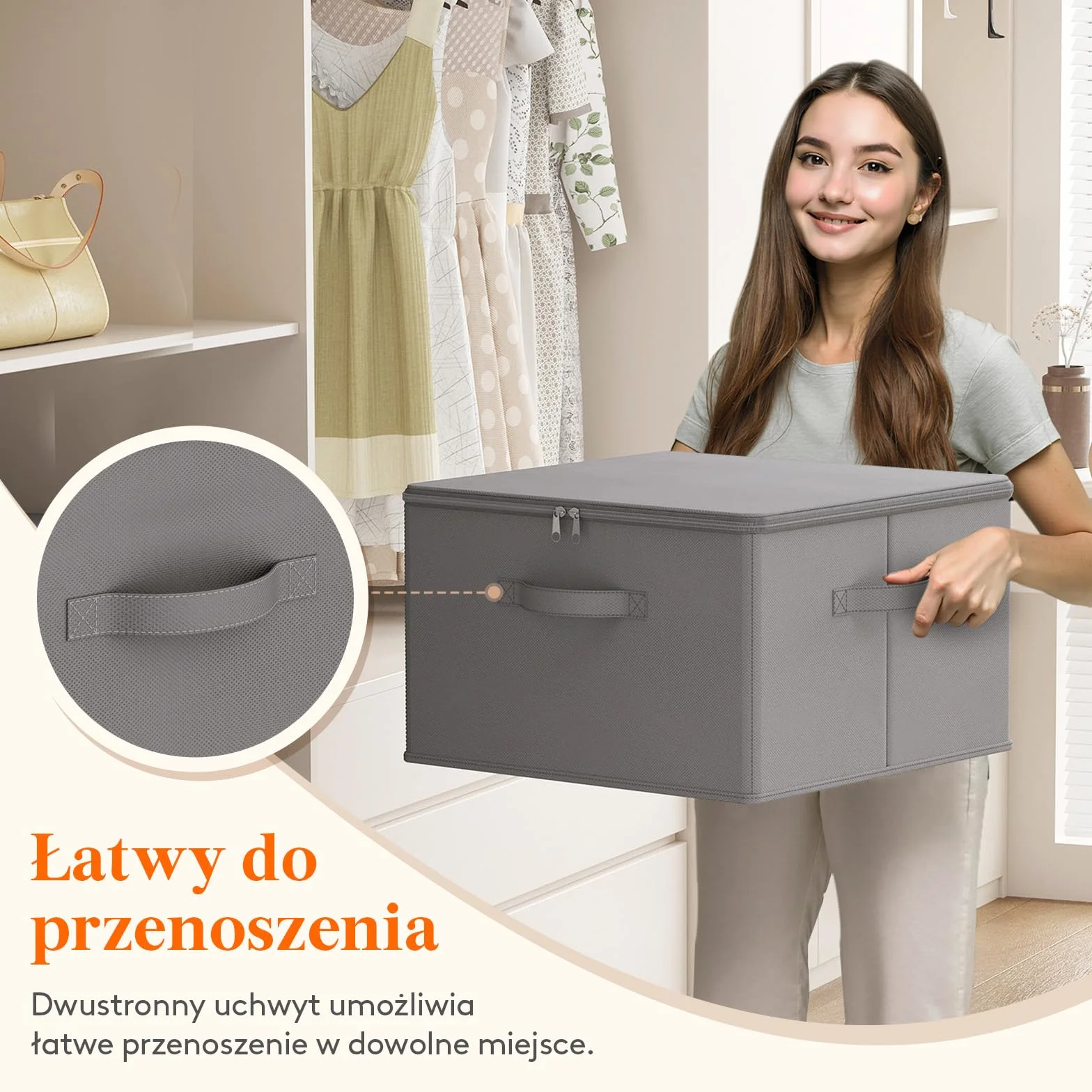 Lifewit Zestaw 3 pudełek do przechowywania tkanin, pudełko do przechowywania z pokrywką, szafa na zamek błyskawiczny, organizer do szafy 40×40×25cm na ubrania, koc, zabawki, szary