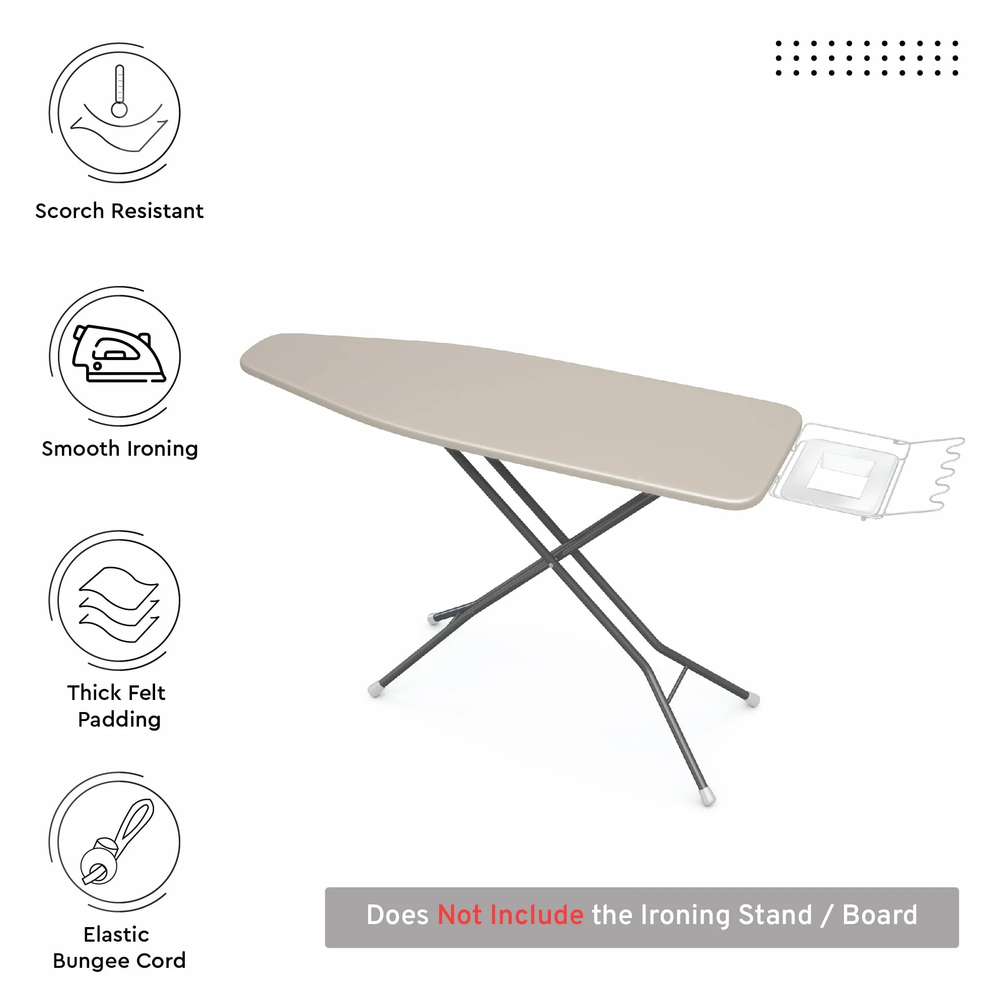 Encasa Homes pokrowiec na stół do prasowania filc 4 mm beżowy elastyczny 125 x 39 cm