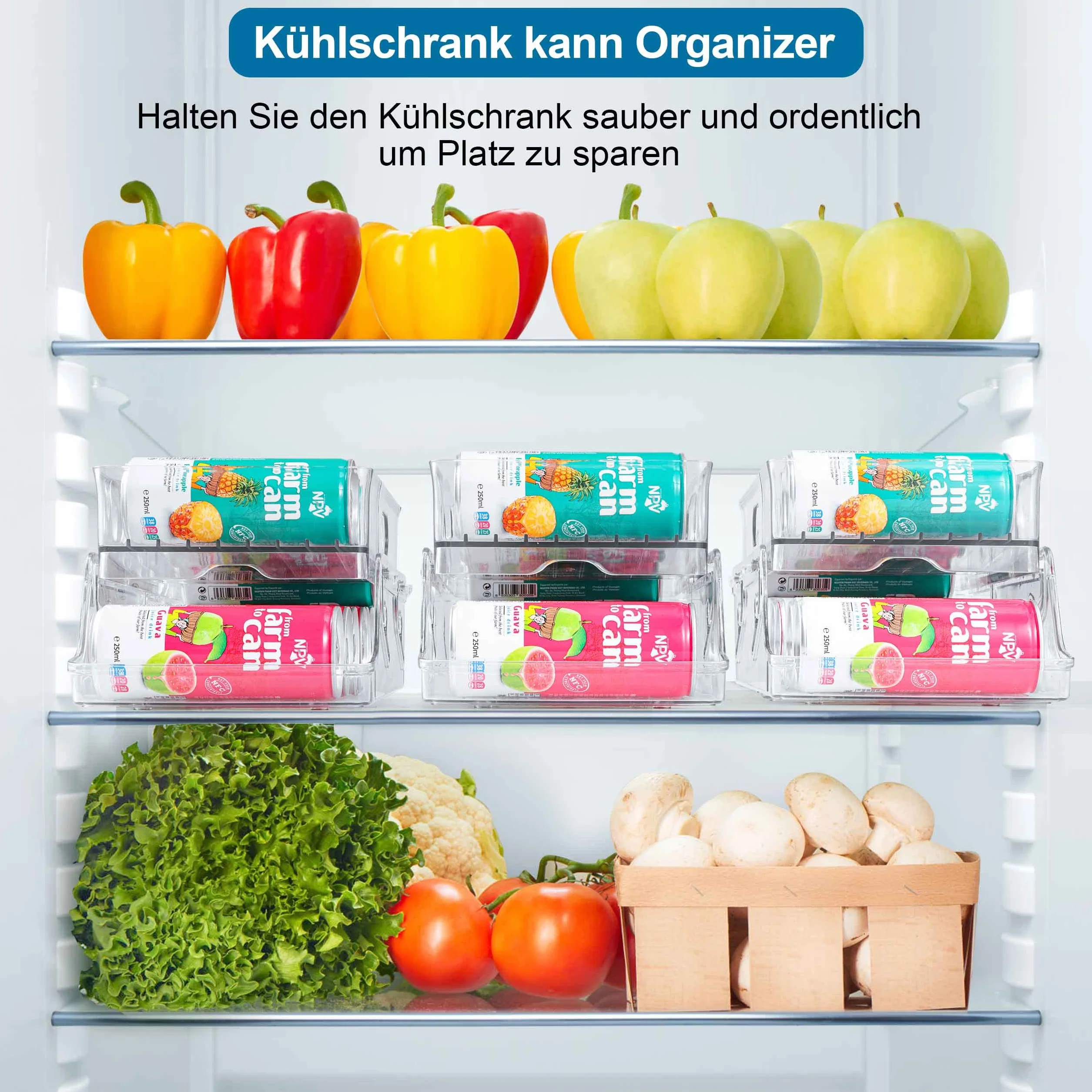 Organizer na puszki do lodówki składany przezroczysty 250 ml 330 ml