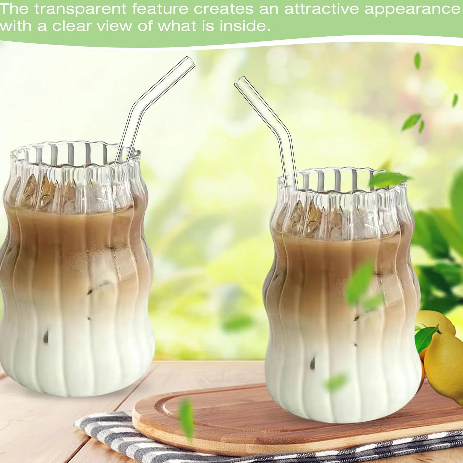 Szklanki do kawy, filiżanki do espresso latte macchiato zestaw 4 szklanek o pojemności 530 ml, szklanki do drinków, zestaw do kawy, herbaty, coli, napojów gazowanych, koktajli ze szklanymi